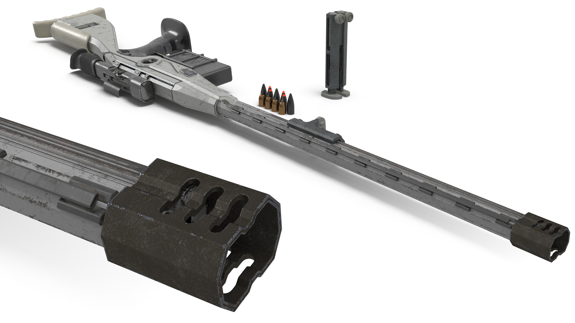 3D model Futuristic High-Precision Sniper Rifle with Telescopic Sight