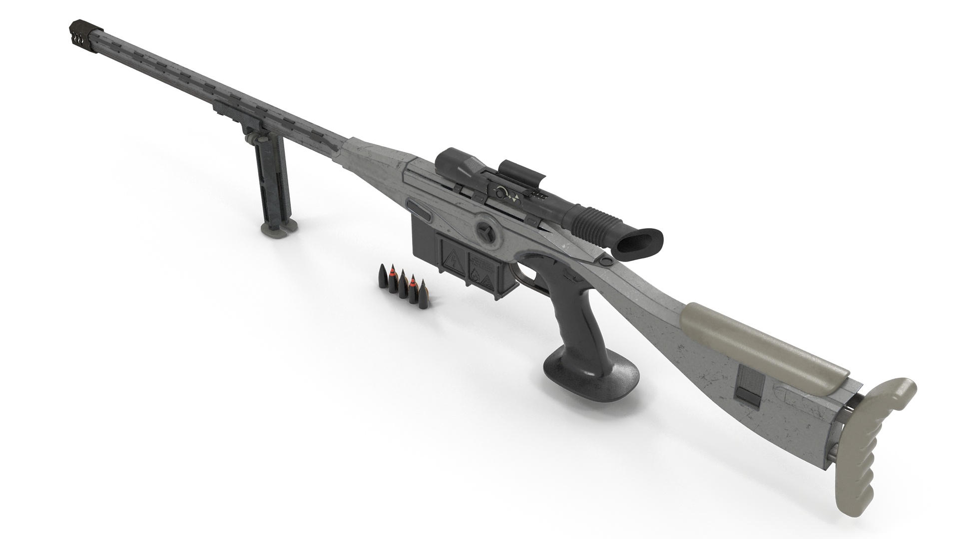 3D model Futuristic High-Precision Sniper Rifle with Telescopic Sight