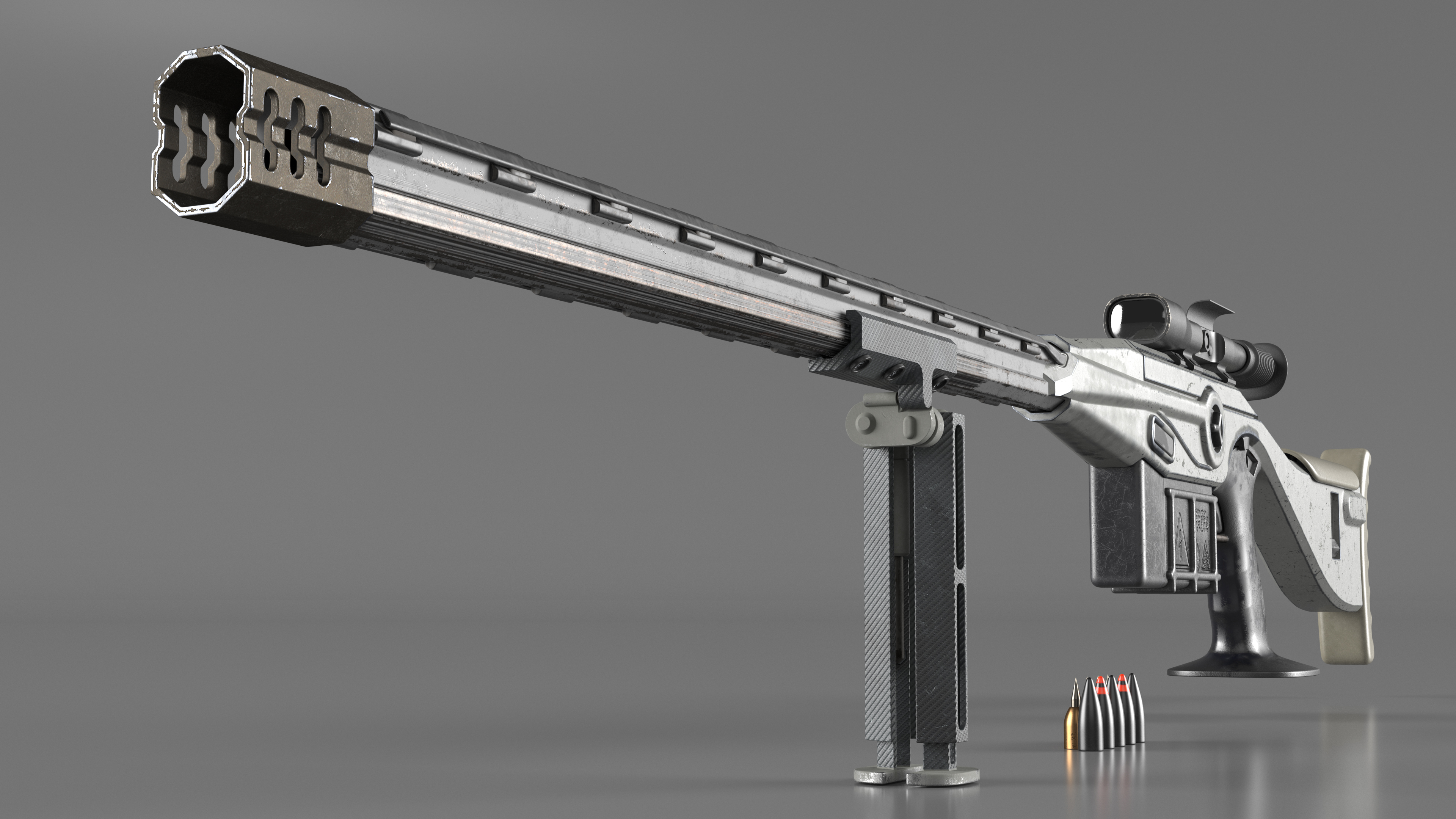 3D model Futuristic High-Precision Sniper Rifle with Telescopic Sight