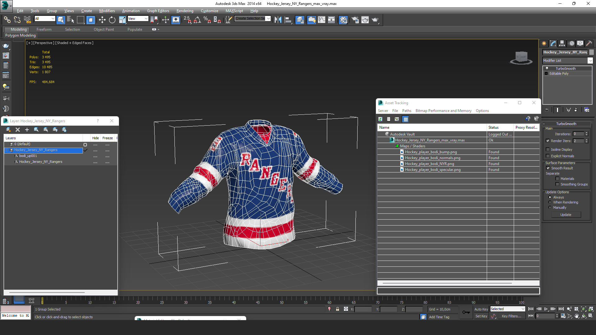 Hockey Jersey NY Rangers 3D model