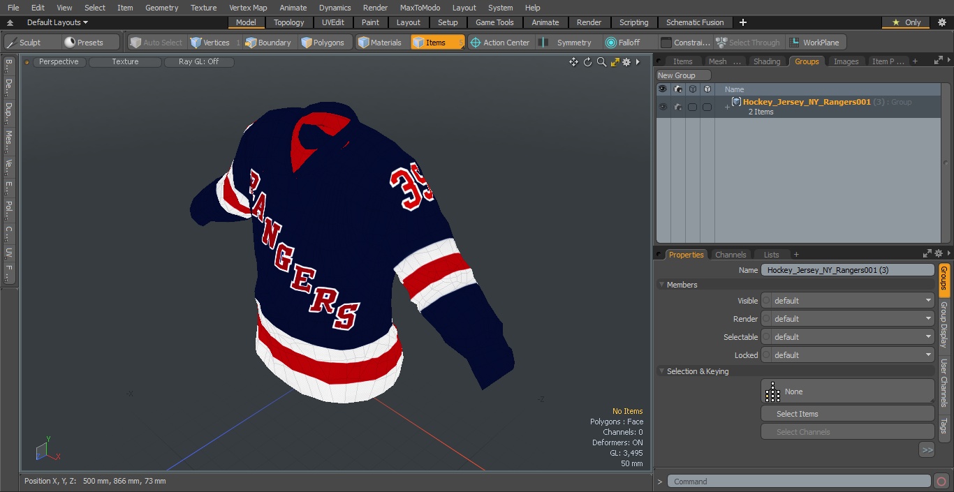 Hockey Jersey NY Rangers 3D model