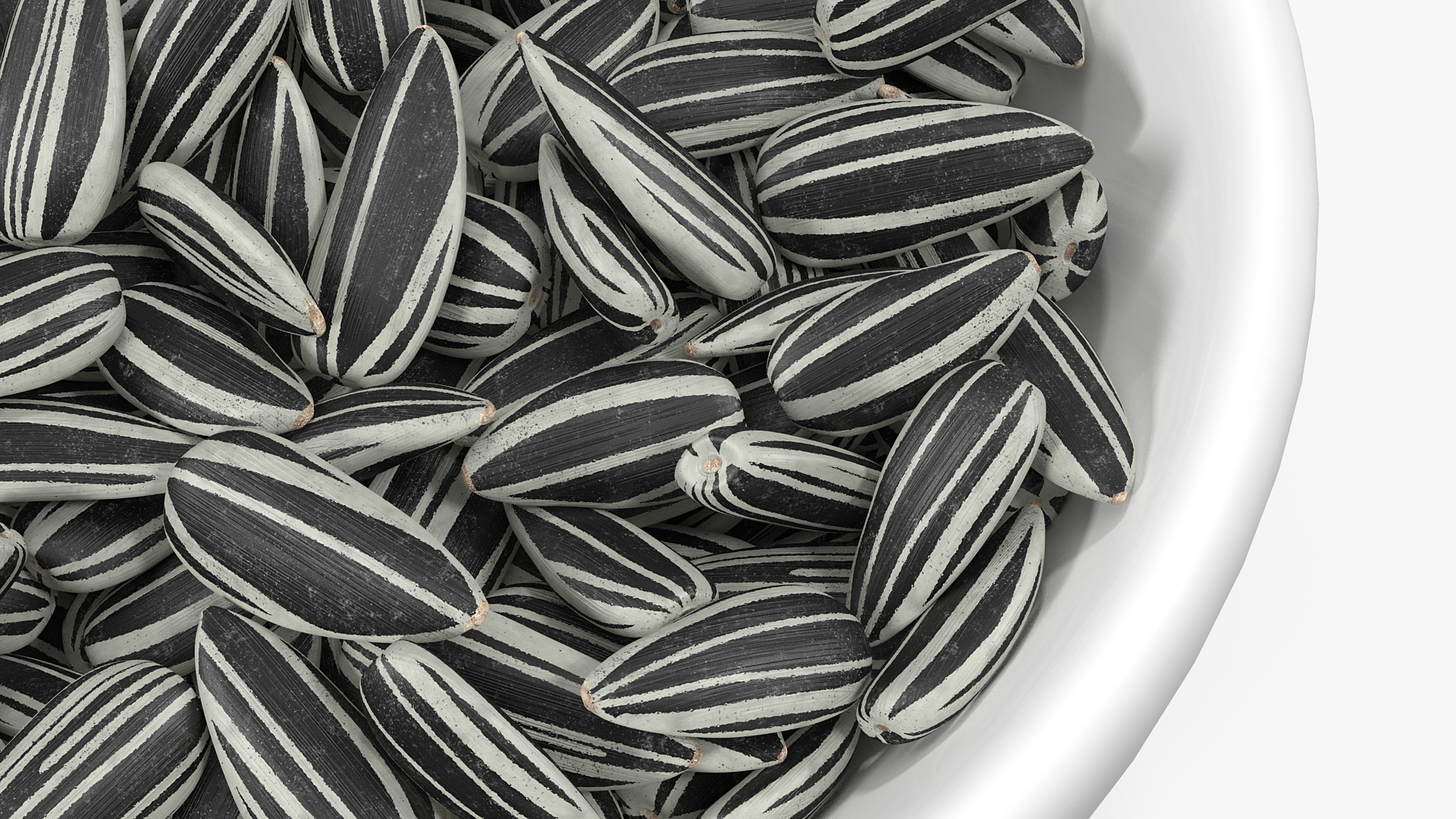 3D Striped Sunflower Seeds in a Bowl model