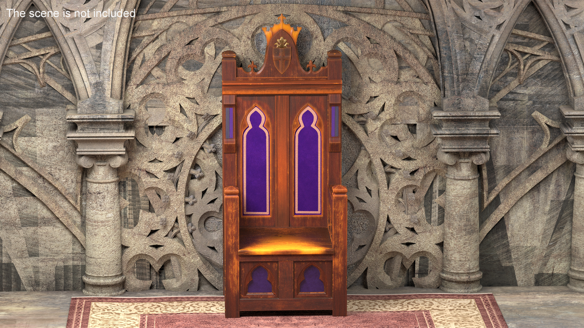 3D Antique Wooden Throne