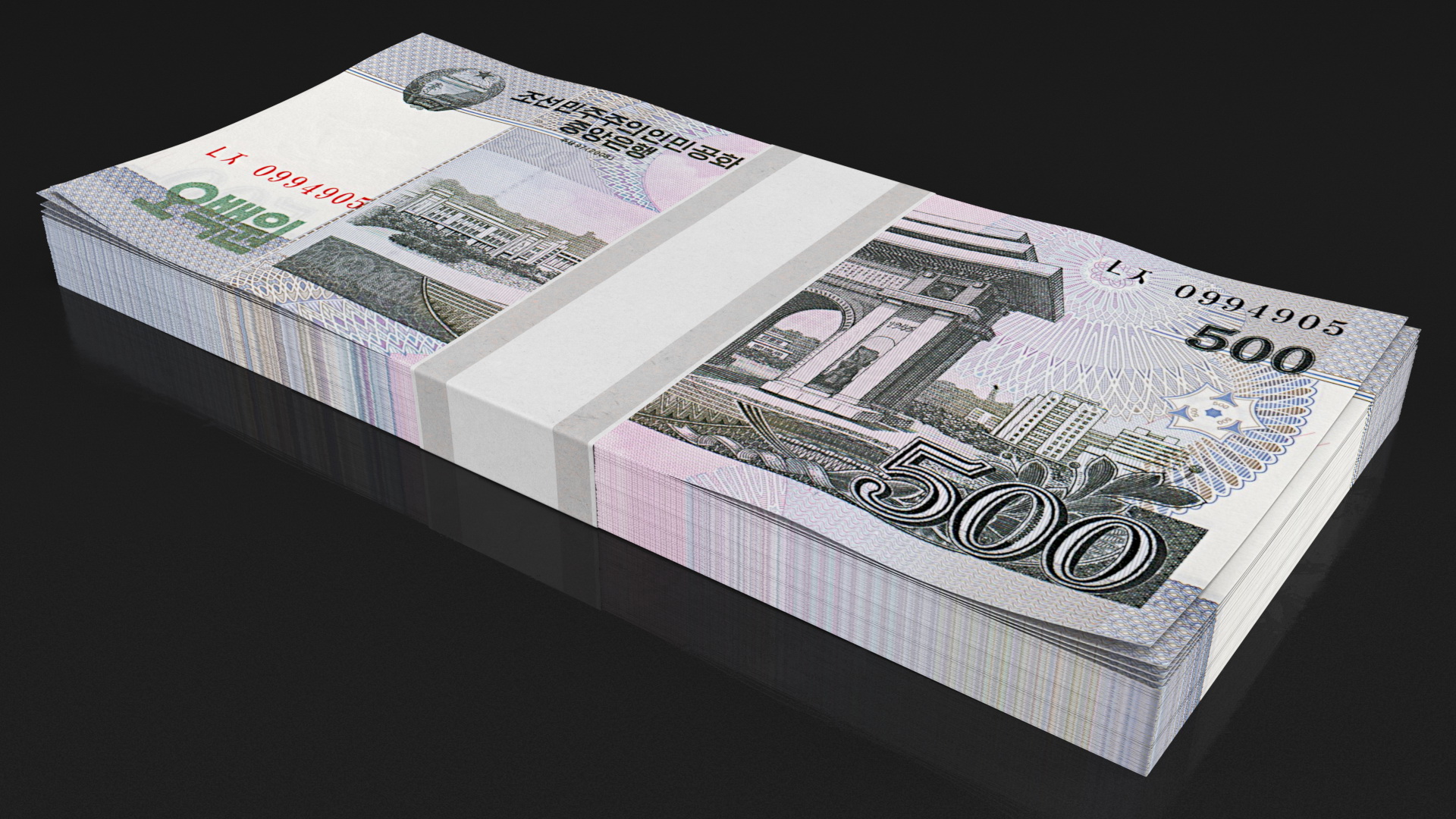 North Korea 500 Won Banknotes Pack 3D model