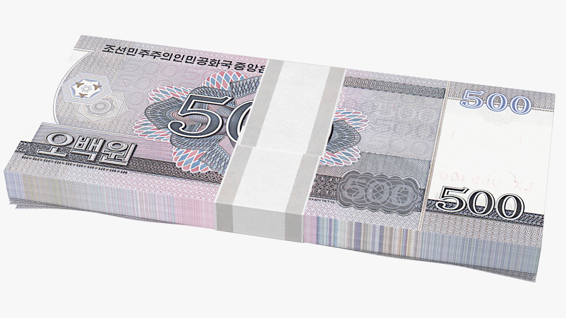 North Korea 500 Won Banknotes Pack 3D model