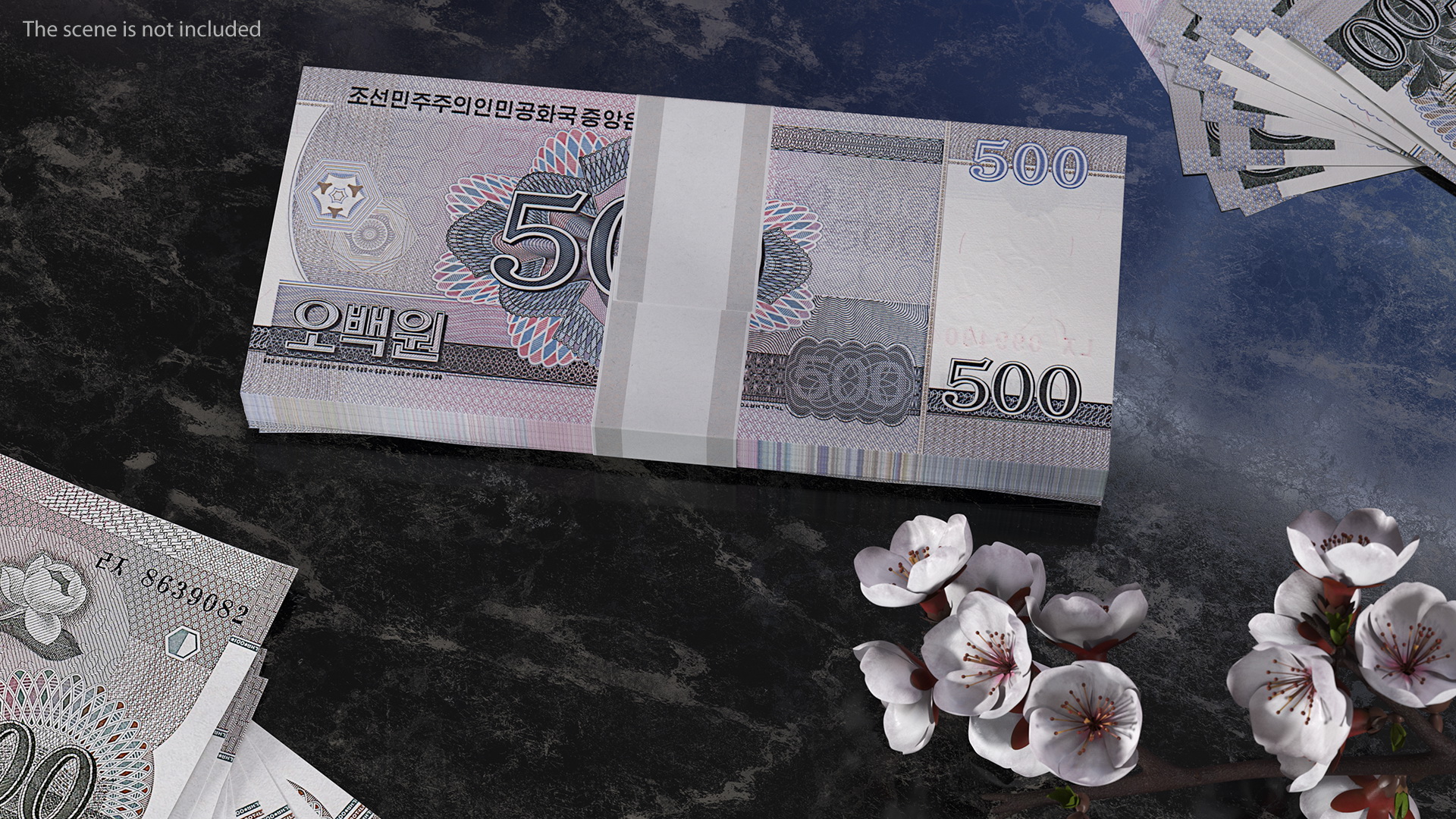 North Korea 500 Won Banknotes Pack 3D model