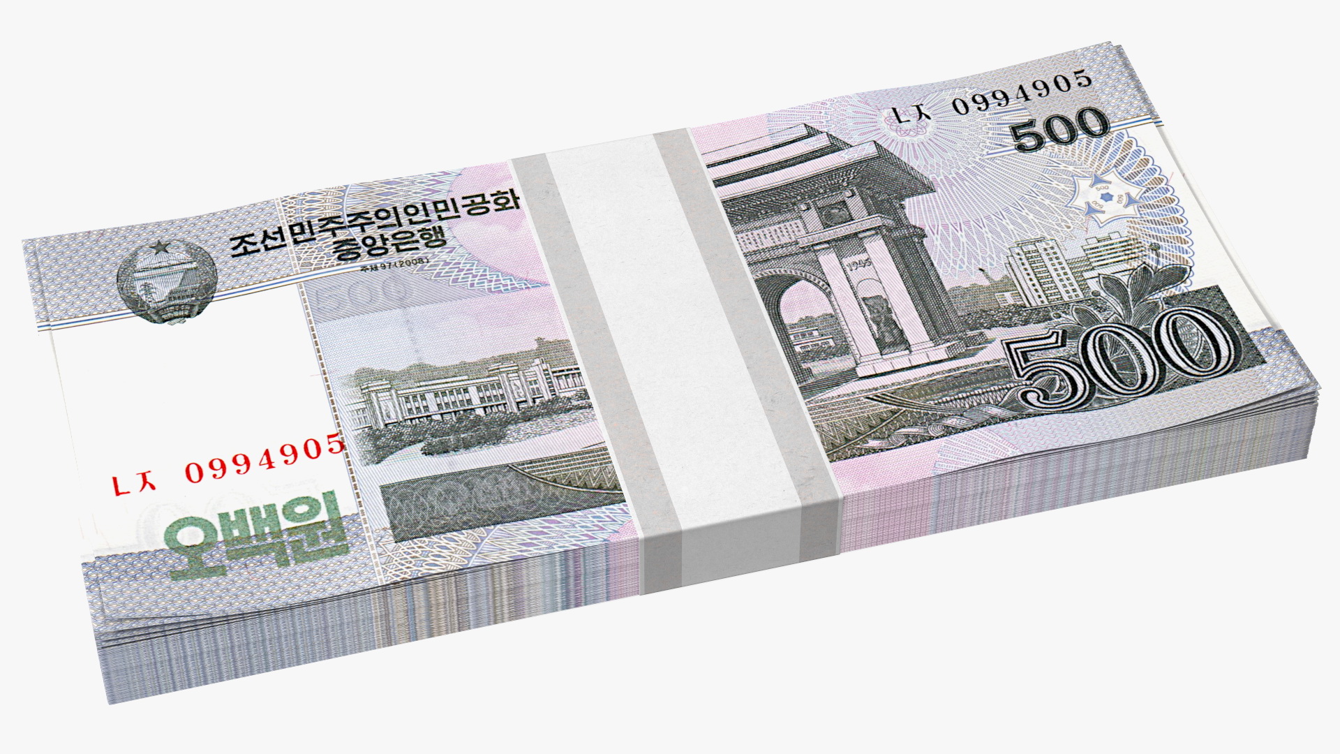 North Korea 500 Won Banknotes Pack 3D model