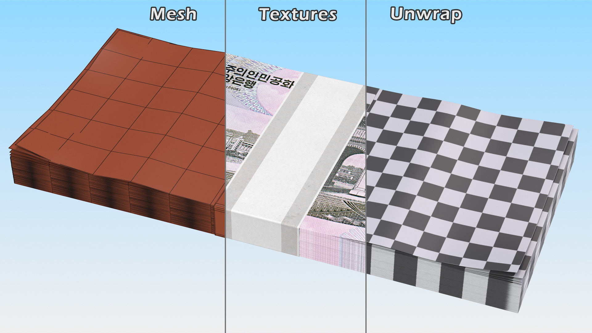 North Korea 500 Won Banknotes Pack 3D model