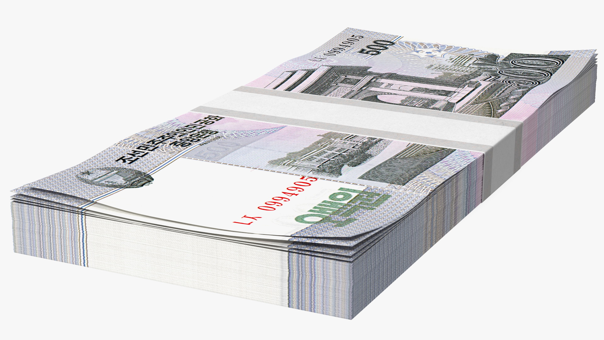 North Korea 500 Won Banknotes Pack 3D model