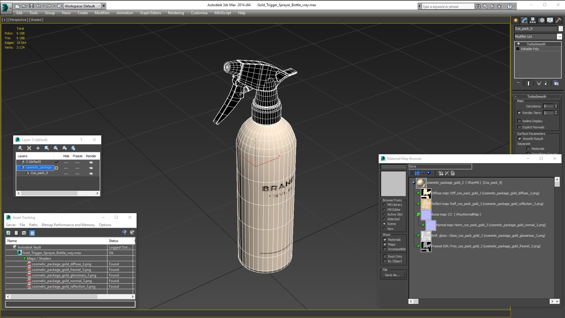 Gold Trigger Sprayer Bottle 3D