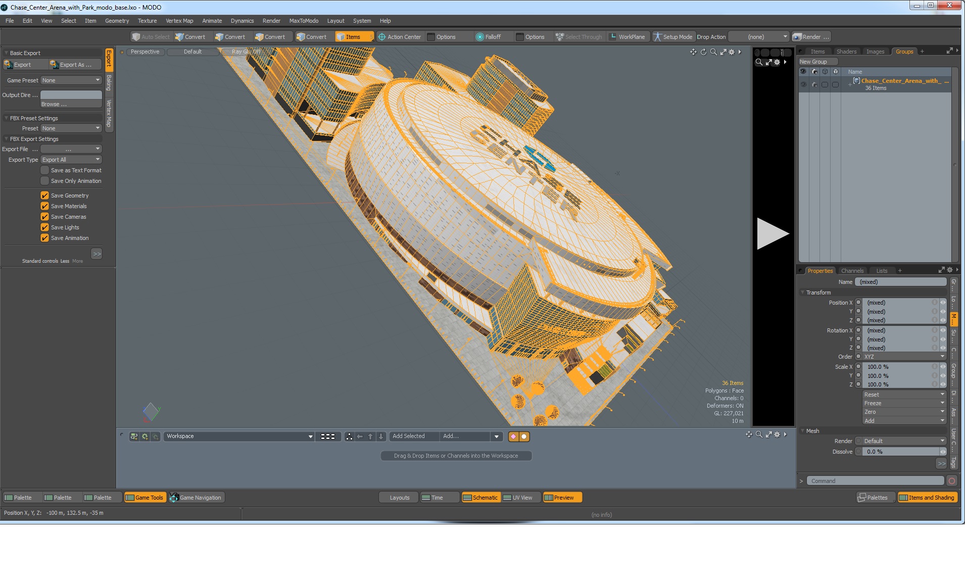 3D Chase Center Arena with Park model