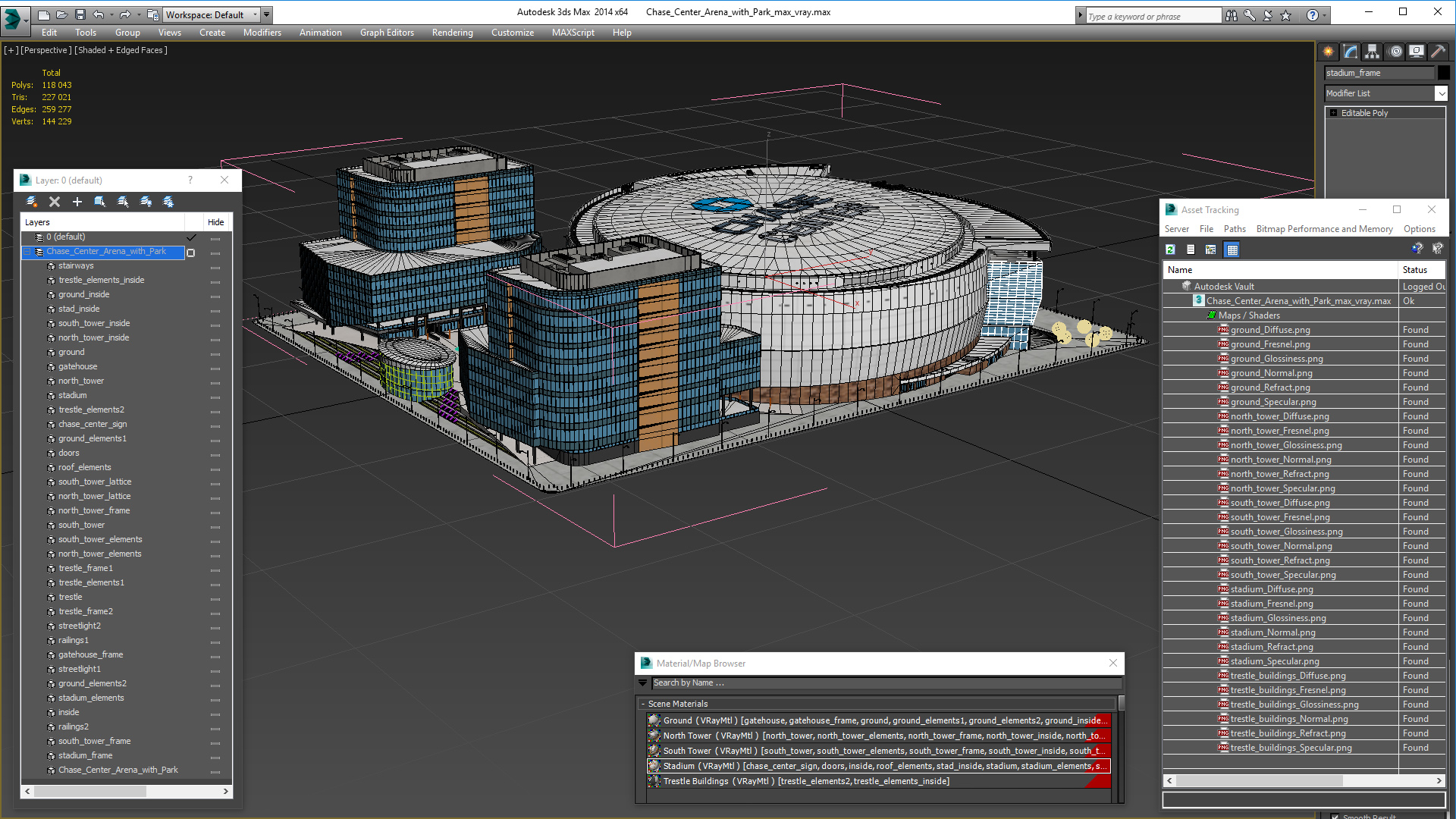 3D Chase Center Arena with Park model