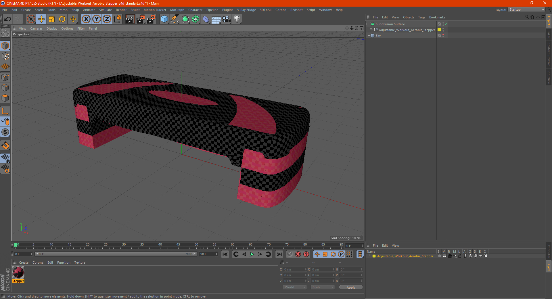 Adjustable Workout Aerobic Stepper 3D model