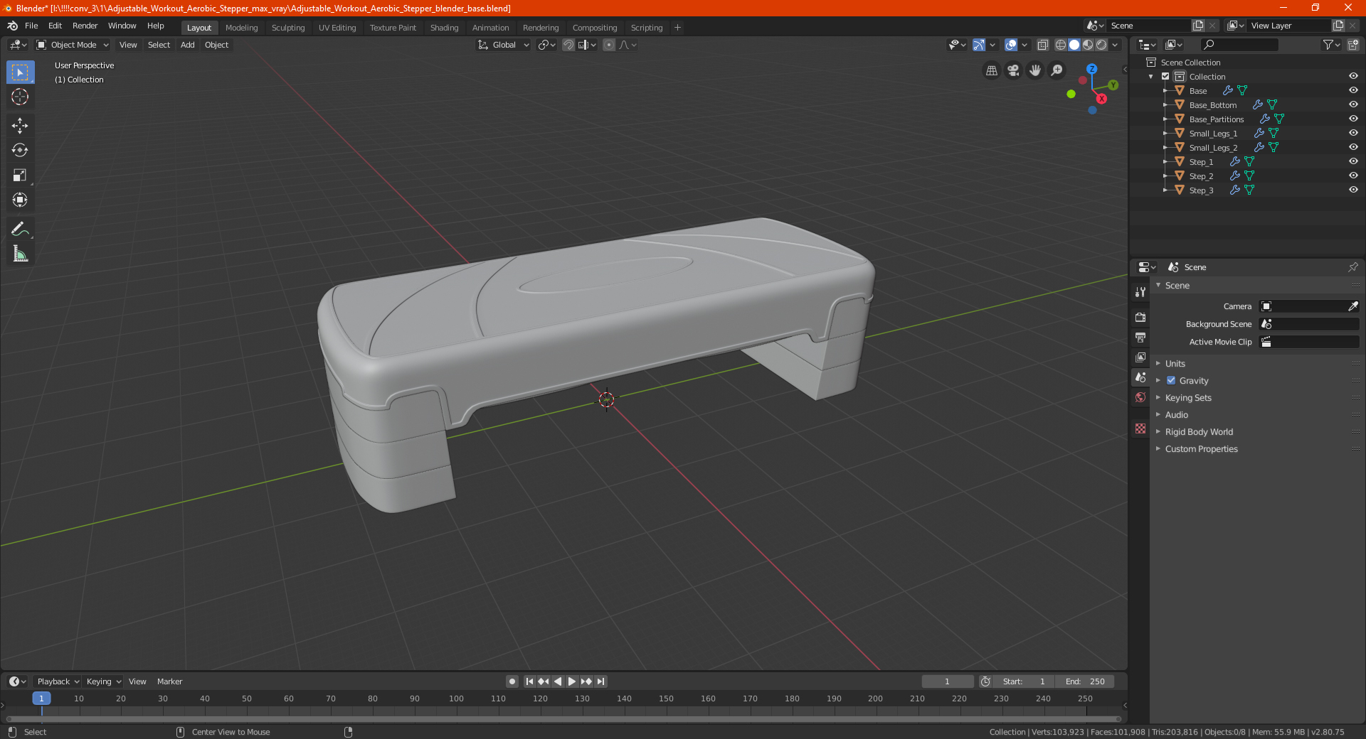 Adjustable Workout Aerobic Stepper 3D model