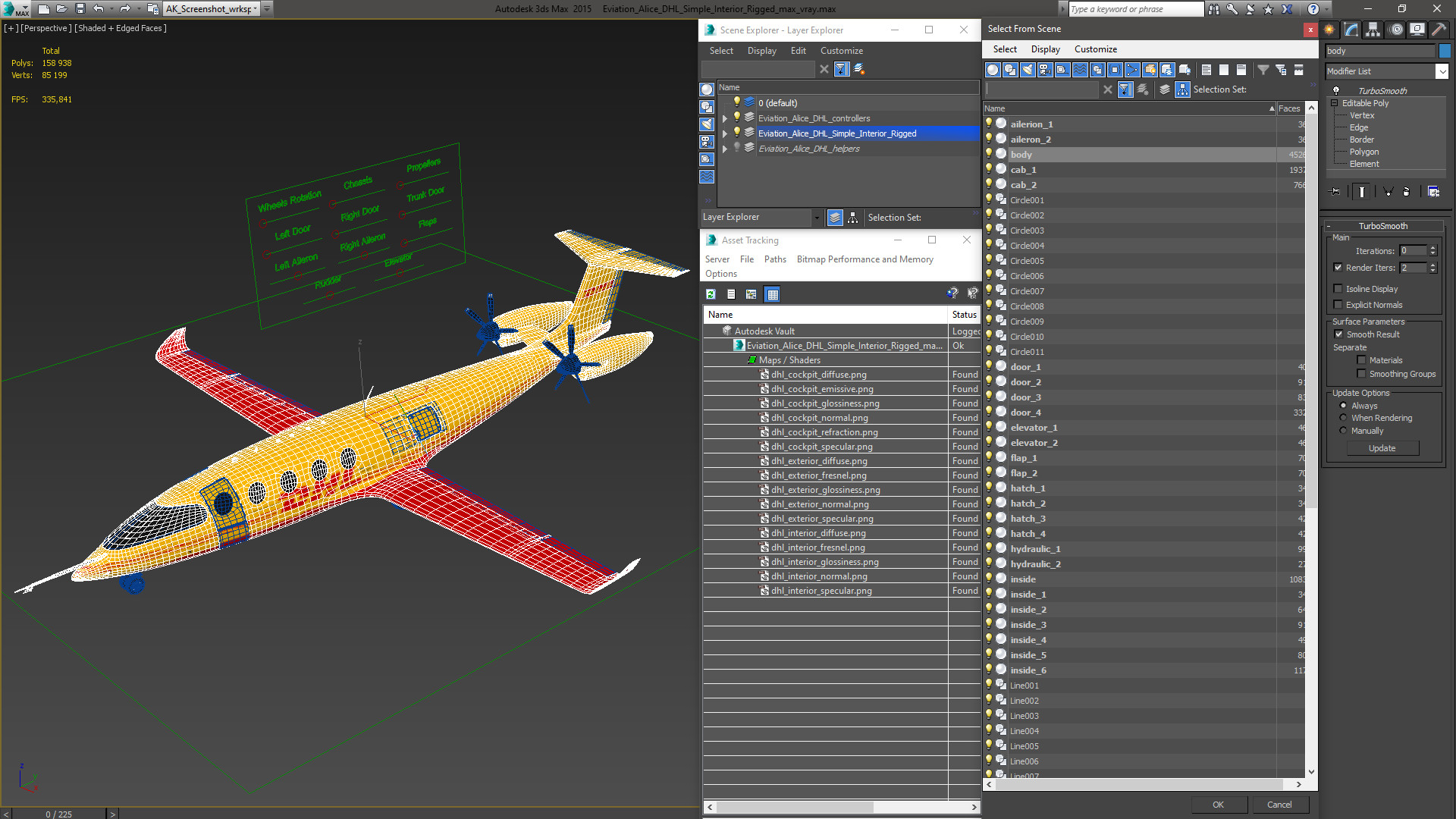 3D Eviation Alice DHL Simple Interior Rigged