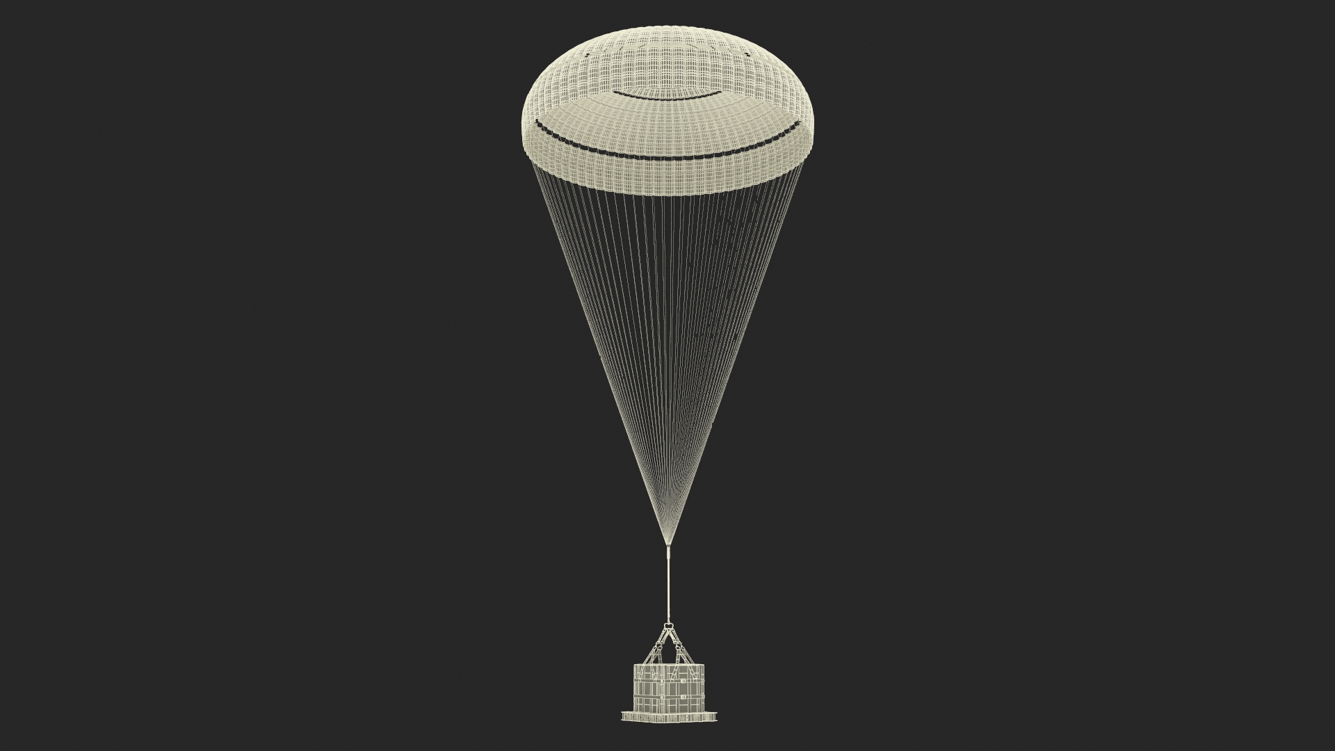 Single Subscale Parachute Cargo System White 3D model