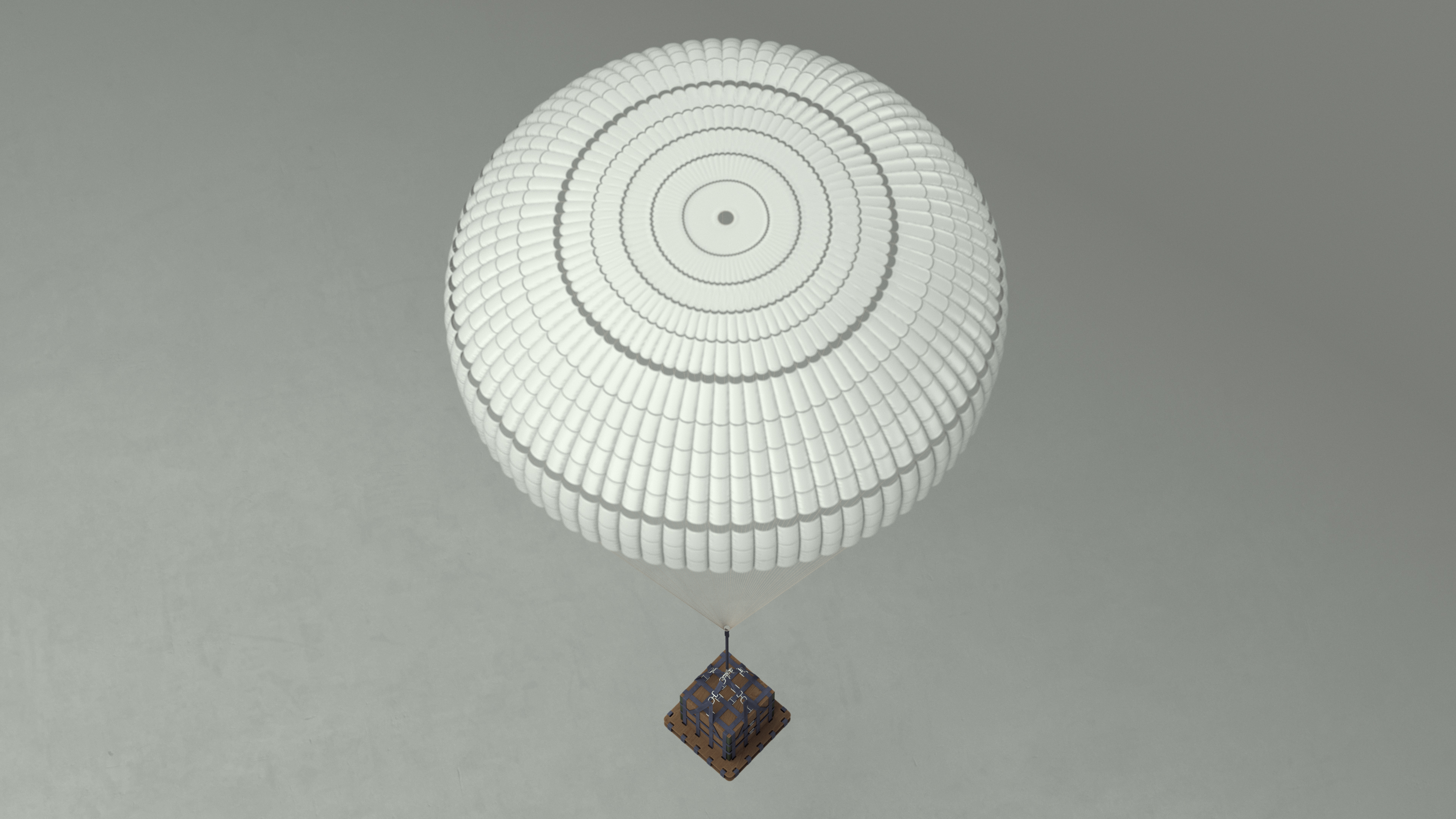 Single Subscale Parachute Cargo System White 3D model