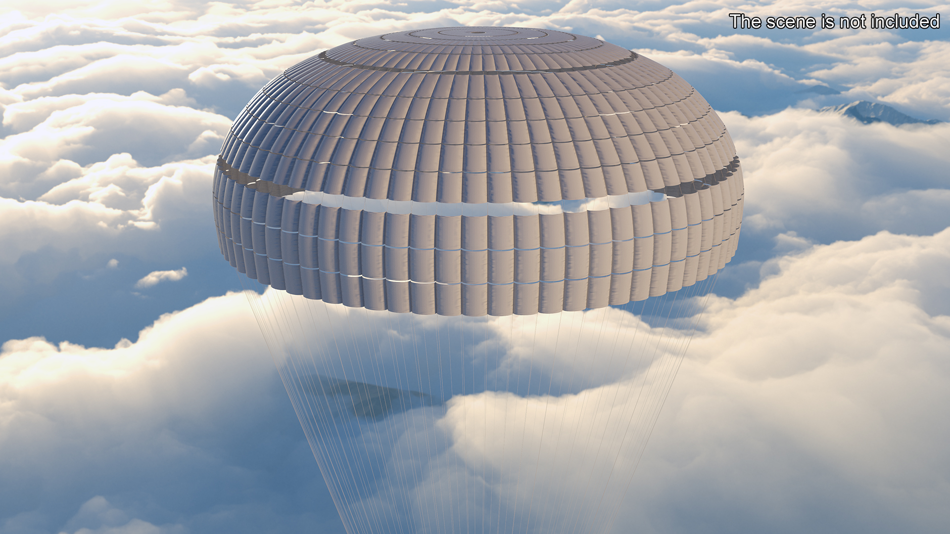 Single Subscale Parachute Cargo System White 3D model