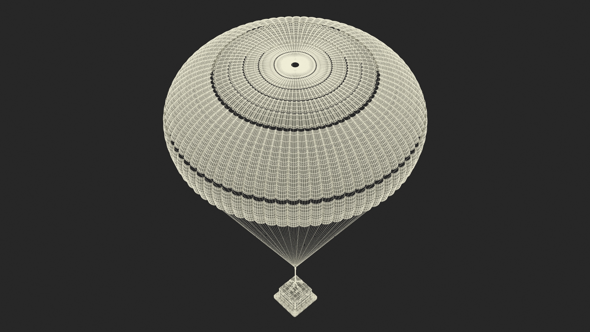 Single Subscale Parachute Cargo System White 3D model