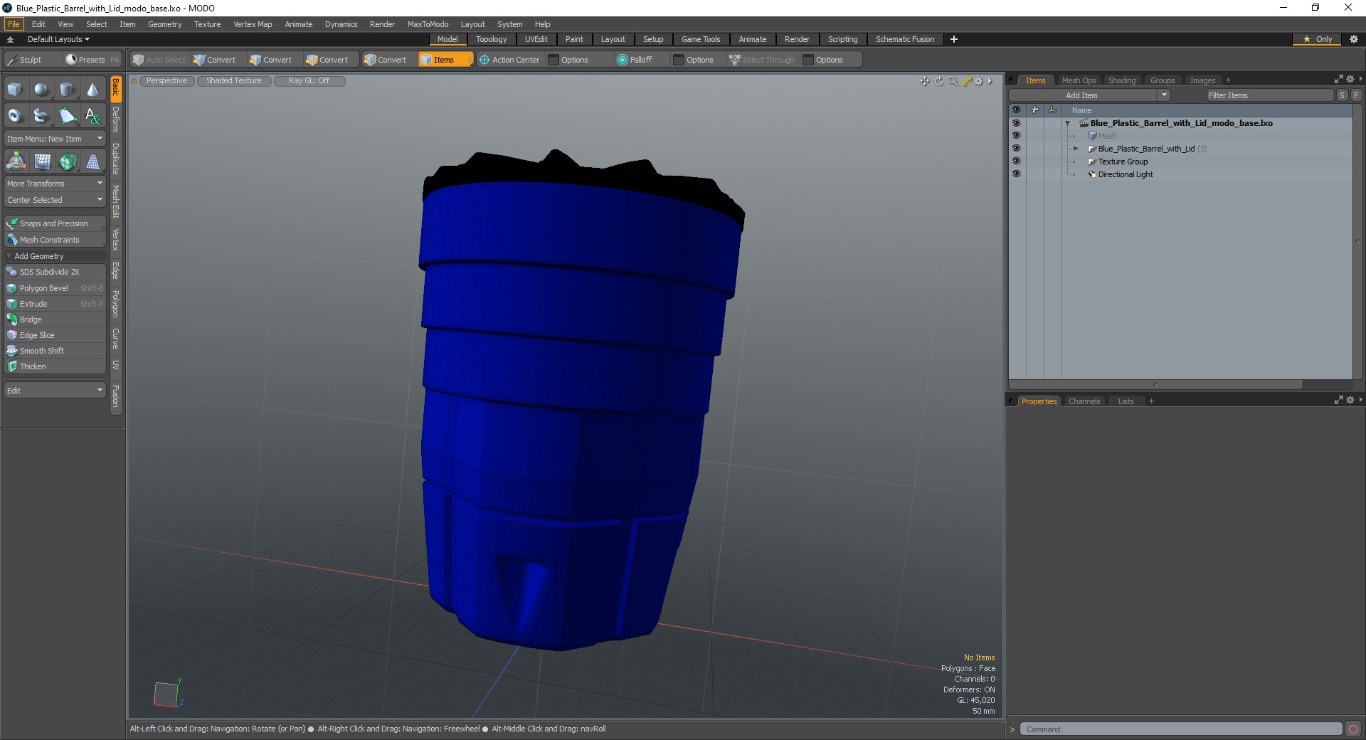 3D Blue Plastic Barrel with Lid model