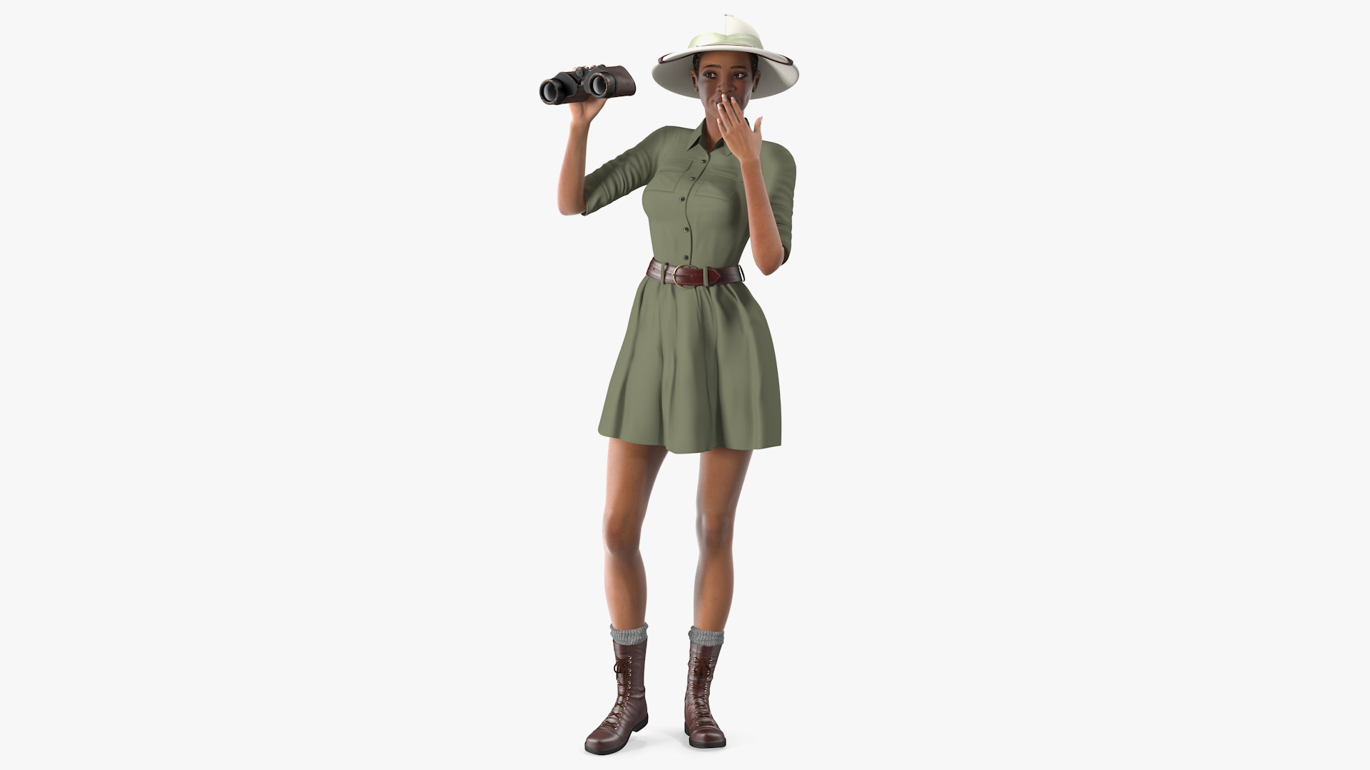 3D Light Skin Black Woman Explorer