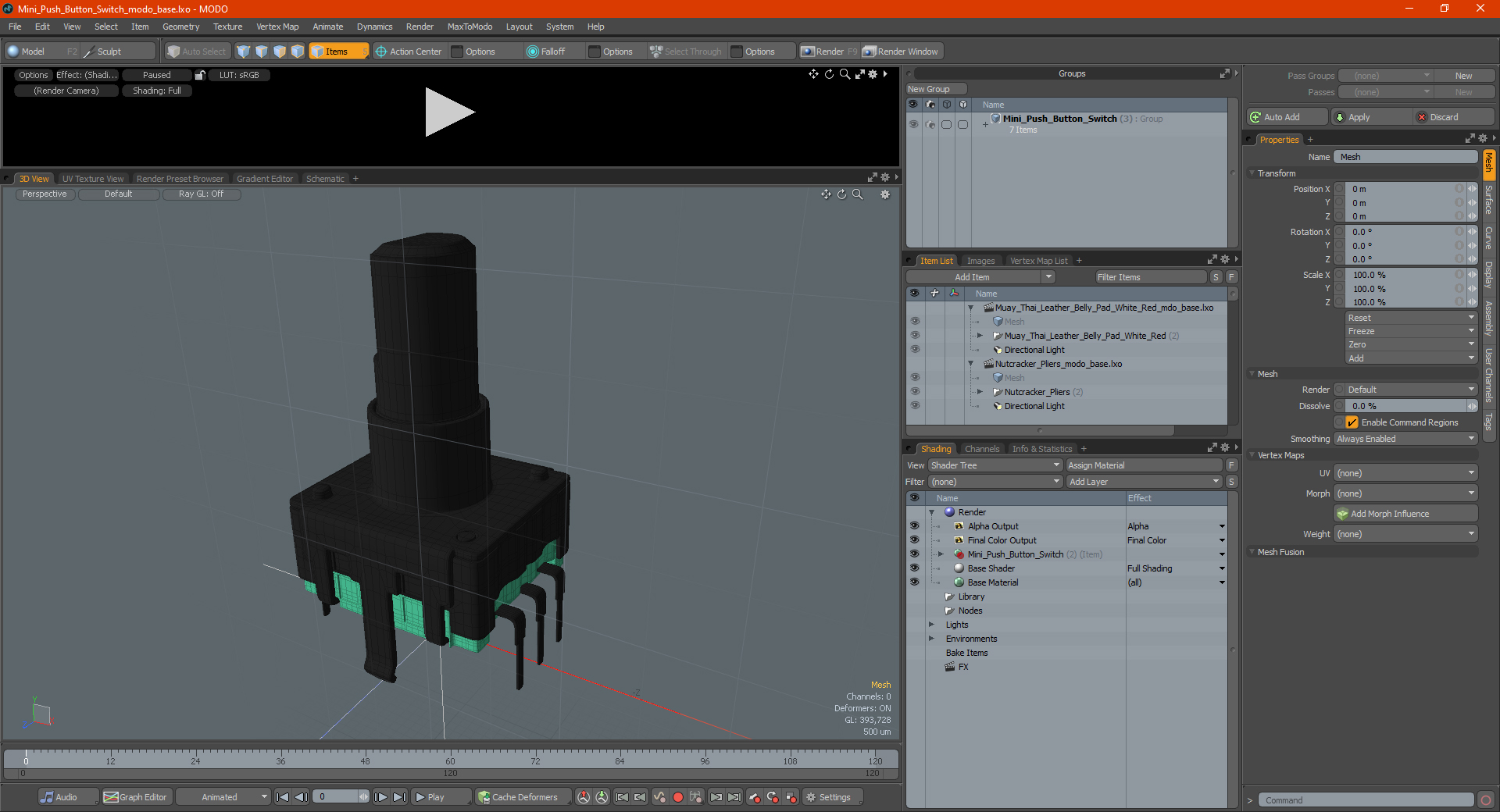 3D Mini Push Button Switch model