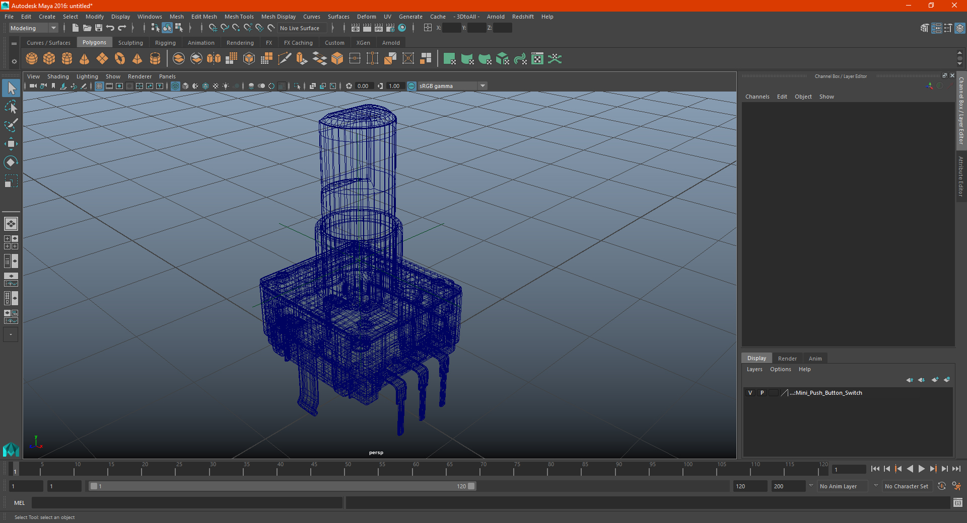 3D Mini Push Button Switch model