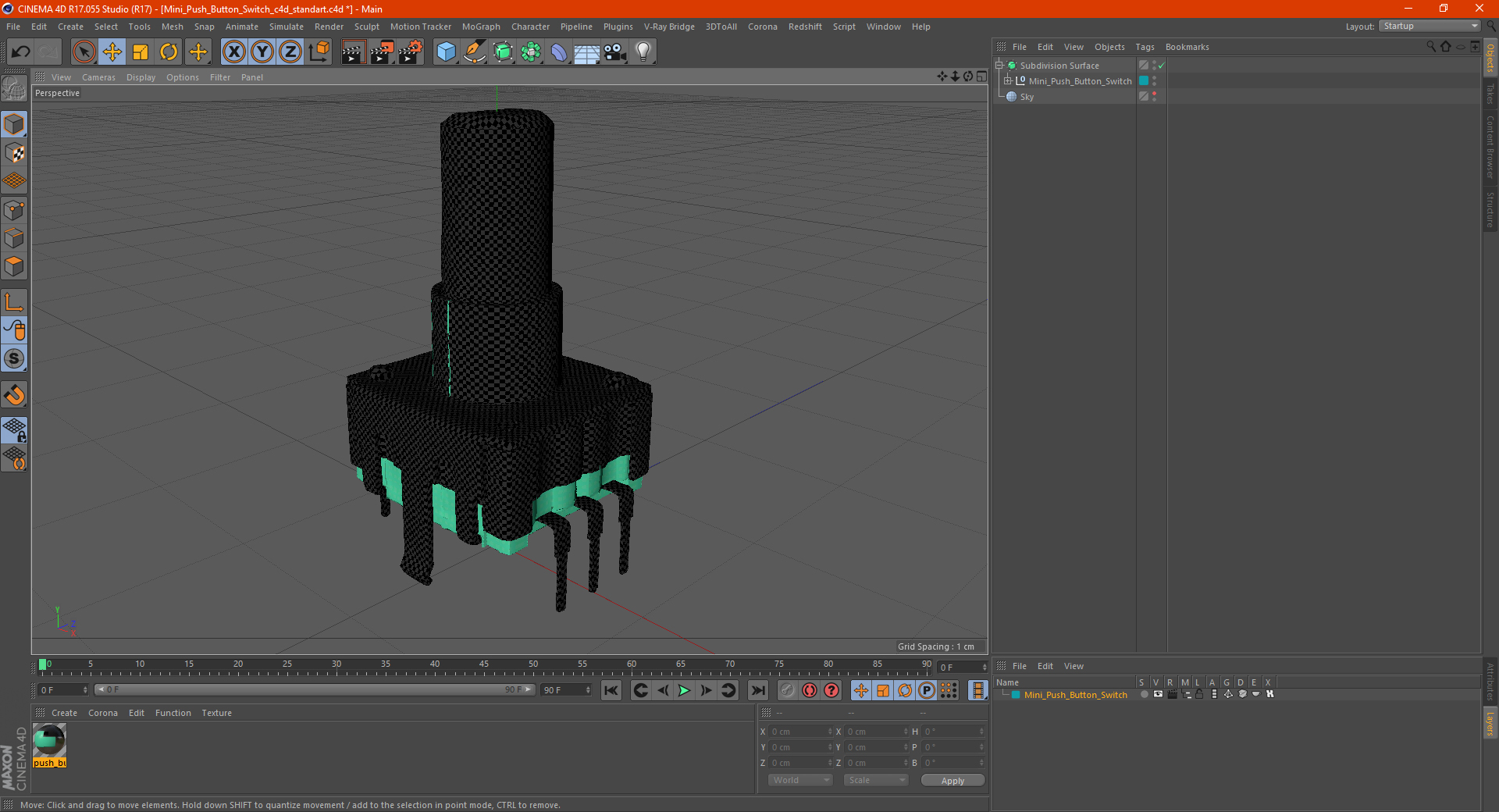 3D Mini Push Button Switch model