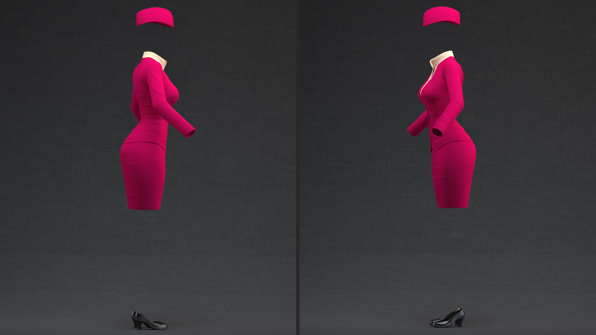 3D model Maroon Stewardess Uniform