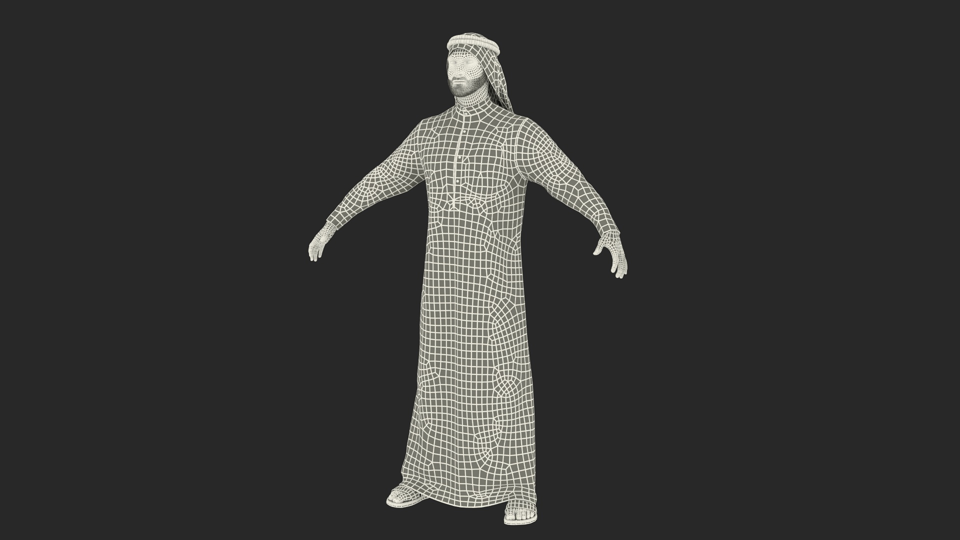 Arab Man with Traditional Arabic Hat Rigged Fur 3D