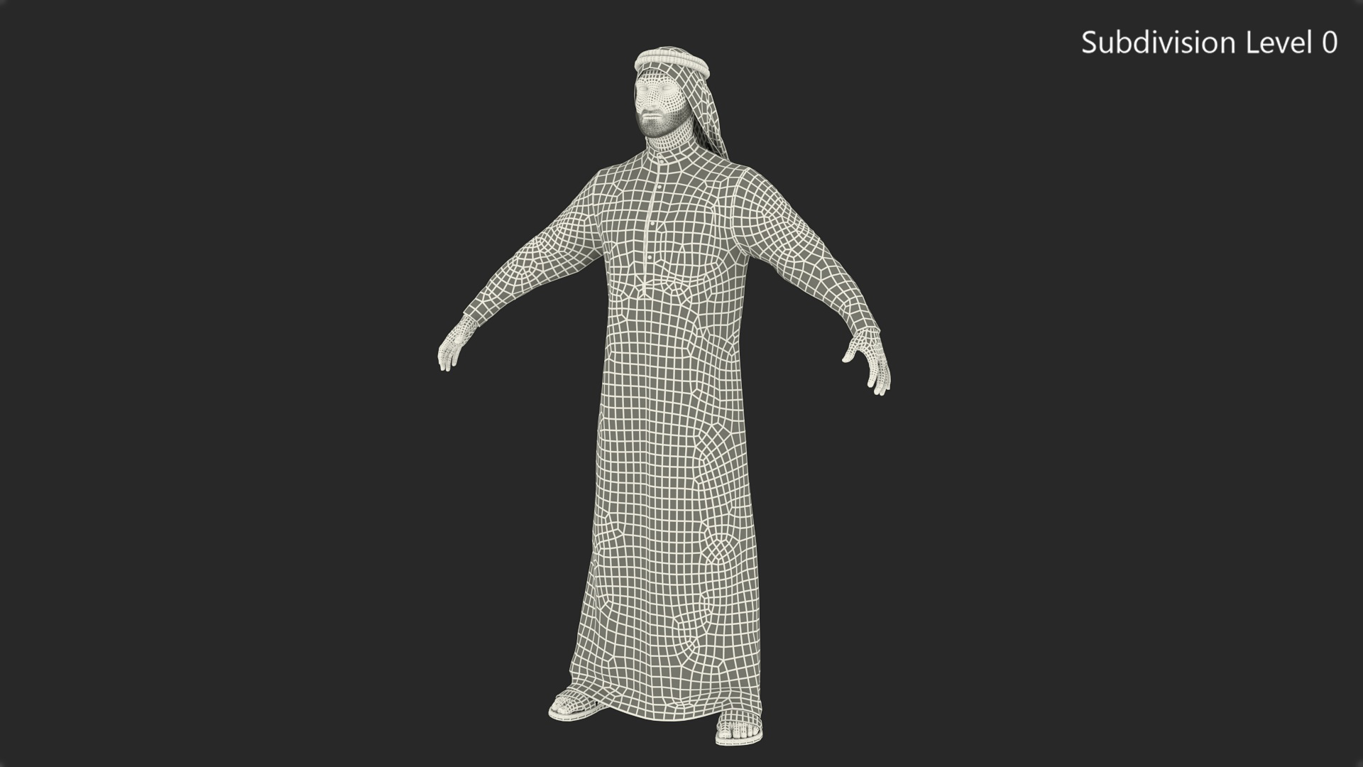 Arab Man with Traditional Arabic Hat Rigged Fur 3D