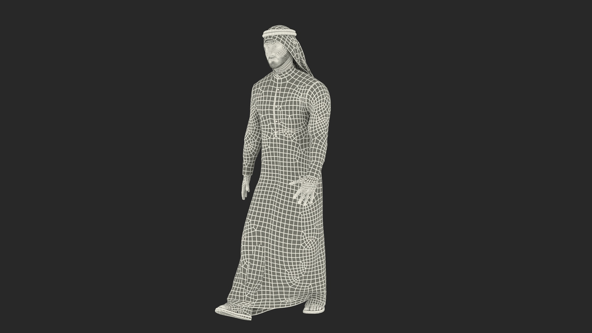 Arab Man with Traditional Arabic Hat Rigged Fur 3D