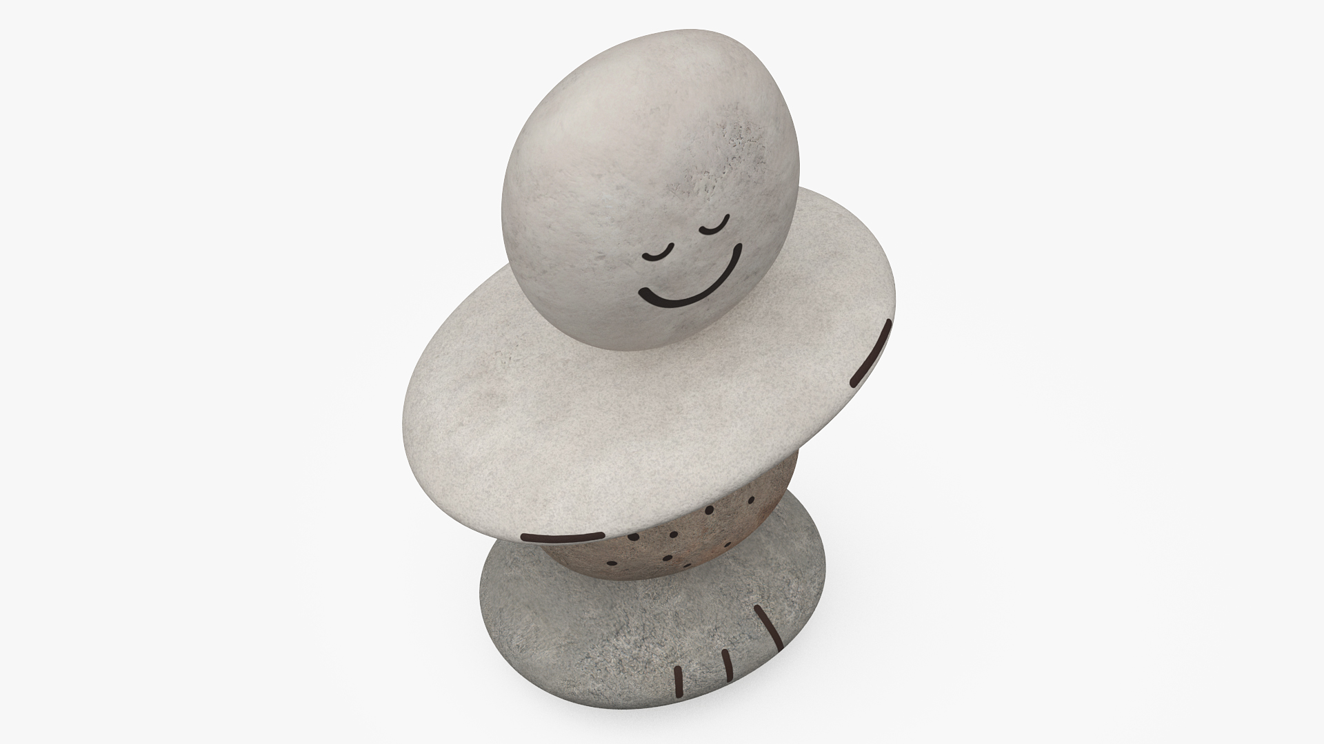 3D Stack of Stable Pebble Stone with Smiling Face