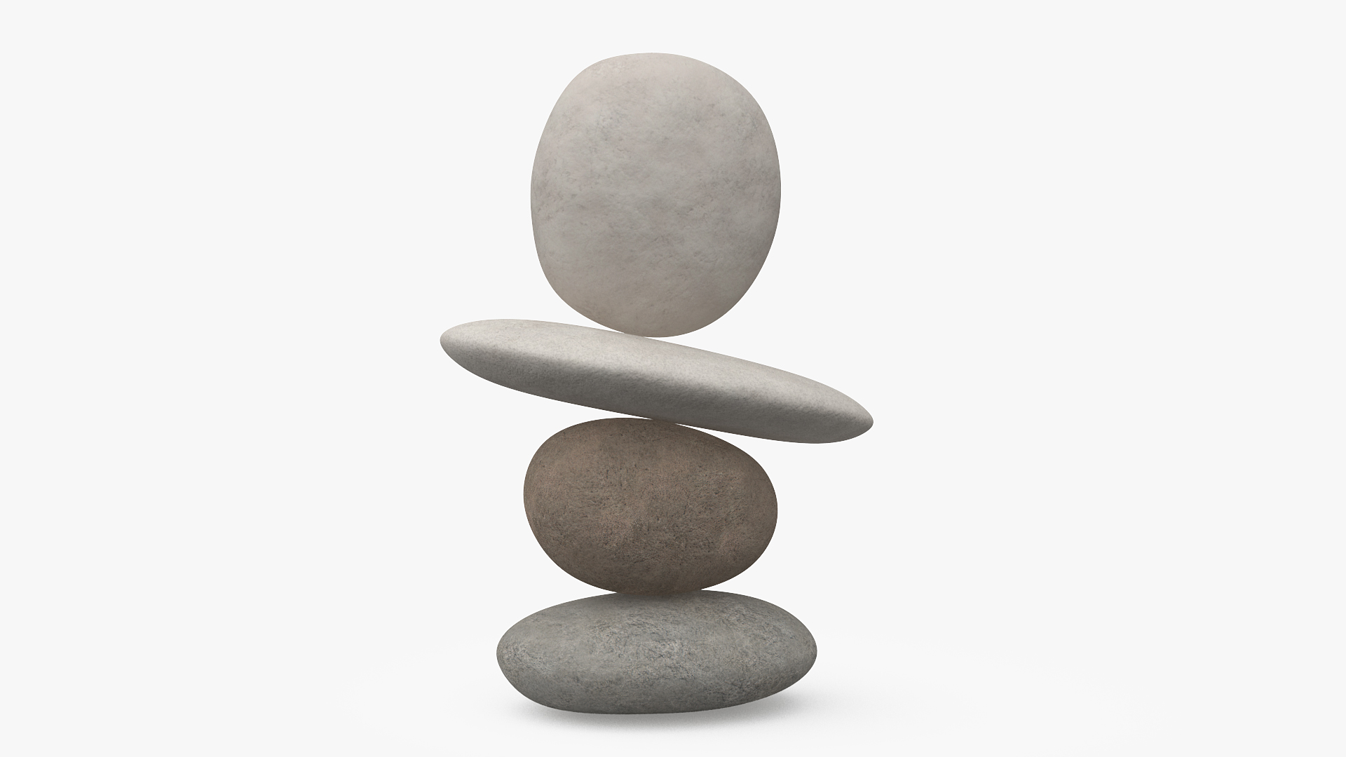 3D Stack of Stable Pebble Stone with Smiling Face