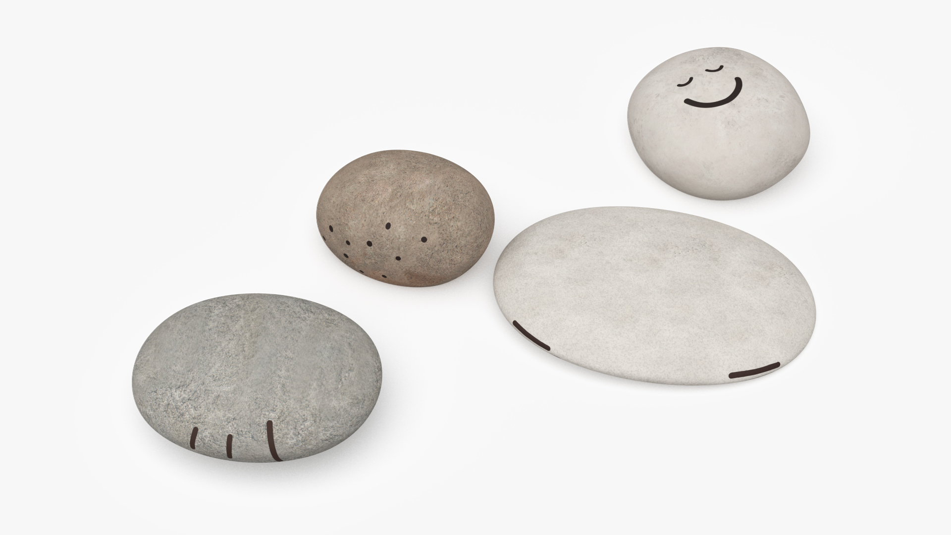 3D Stack of Stable Pebble Stone with Smiling Face