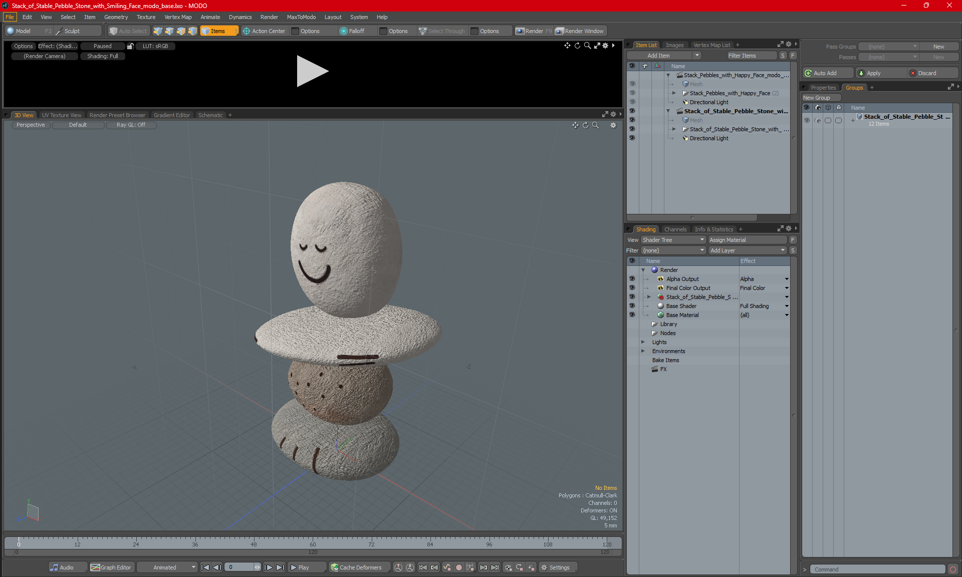 3D Stack of Stable Pebble Stone with Smiling Face