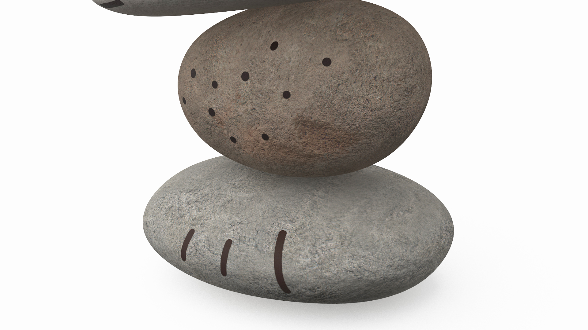 3D Stack of Stable Pebble Stone with Smiling Face