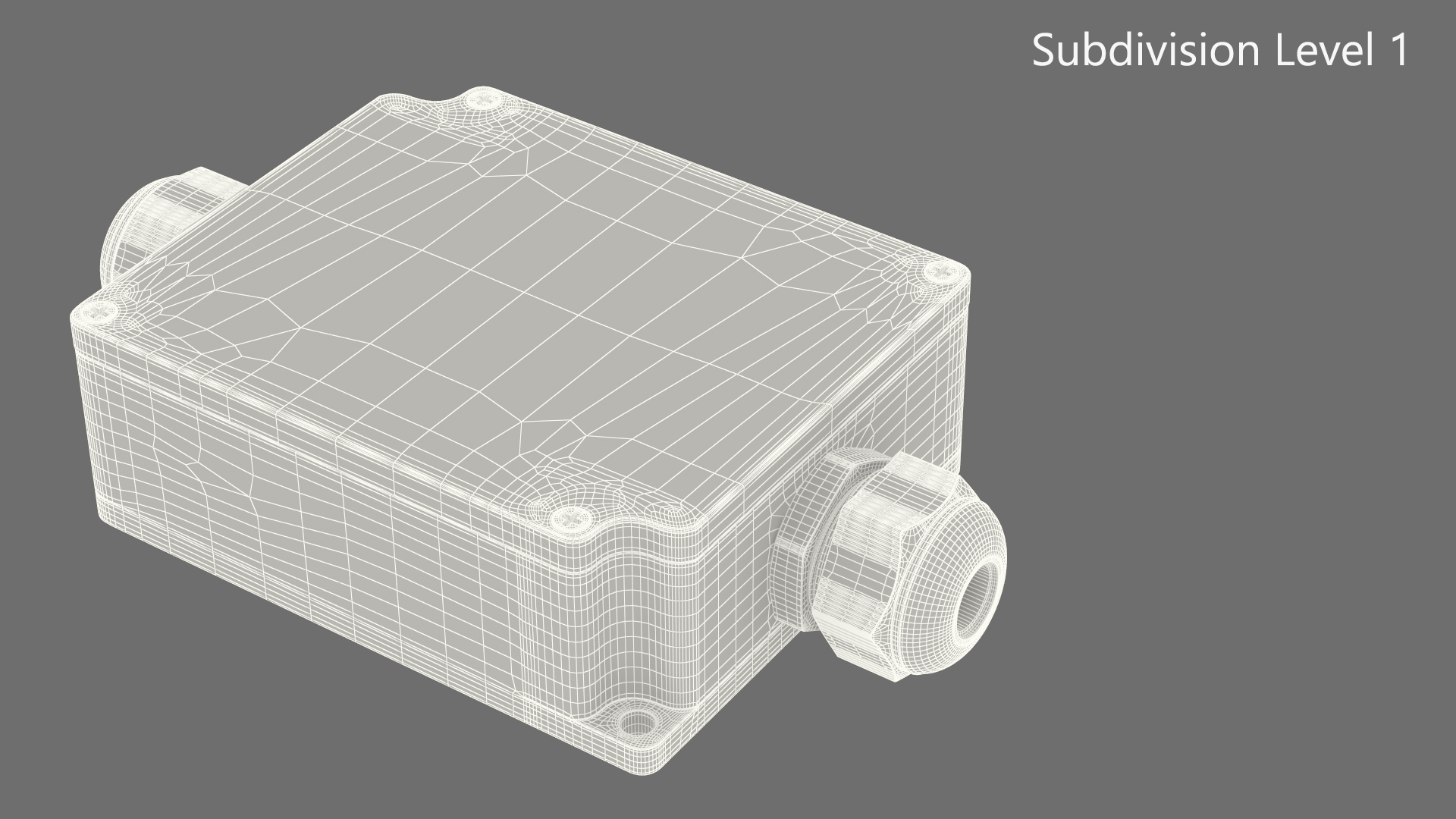 White Closed Junction Box for 2 Wires 3D