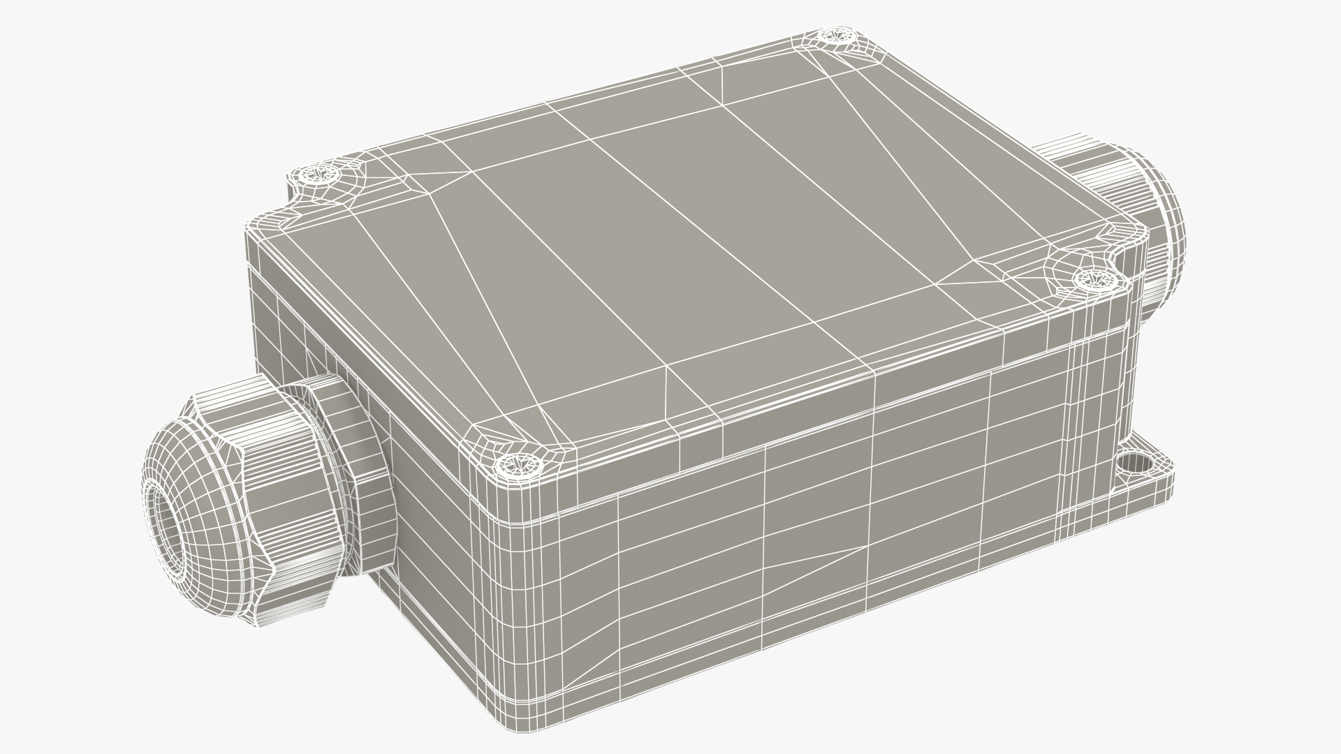 White Closed Junction Box for 2 Wires 3D