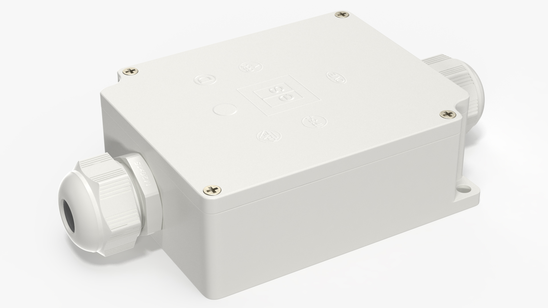 White Closed Junction Box for 2 Wires 3D