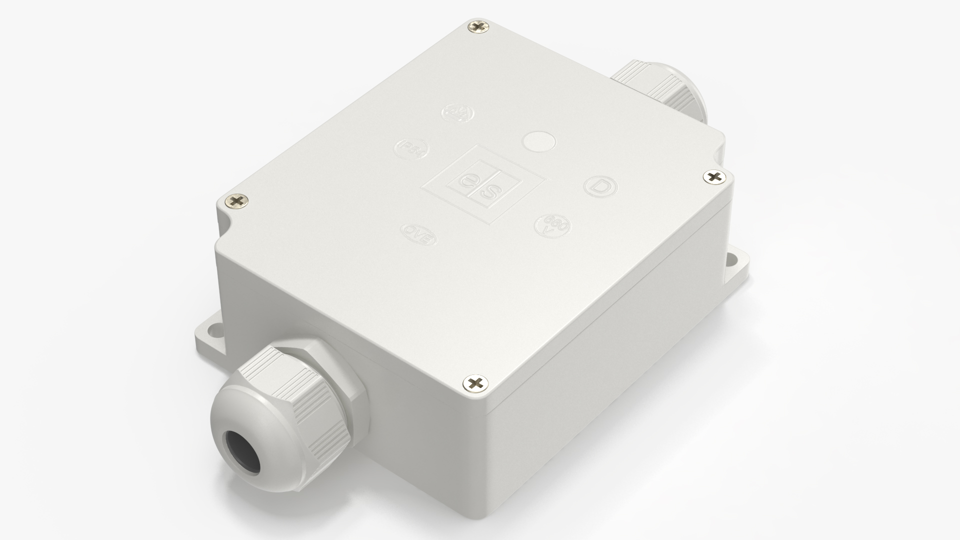 White Closed Junction Box for 2 Wires 3D