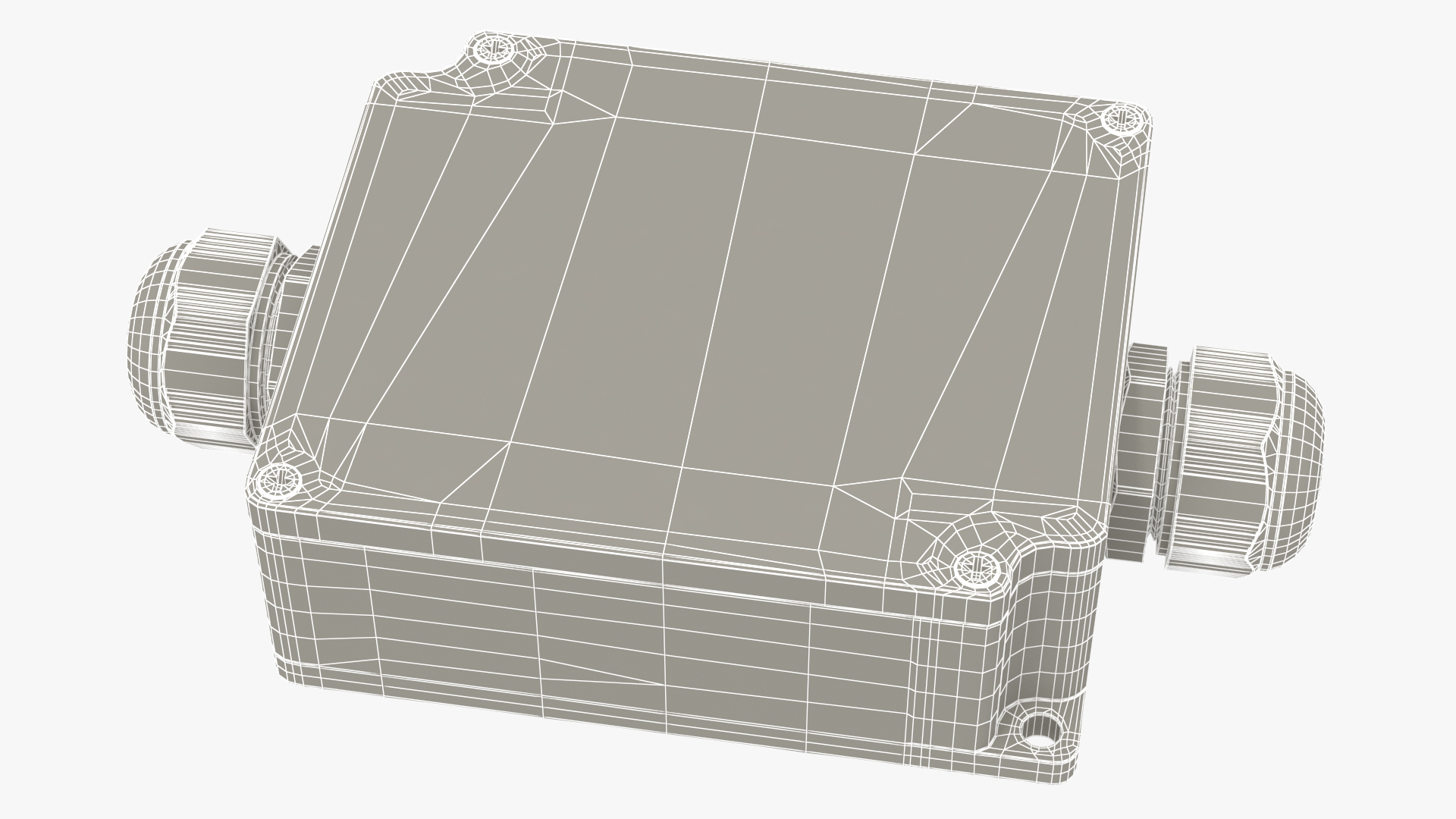 White Closed Junction Box for 2 Wires 3D