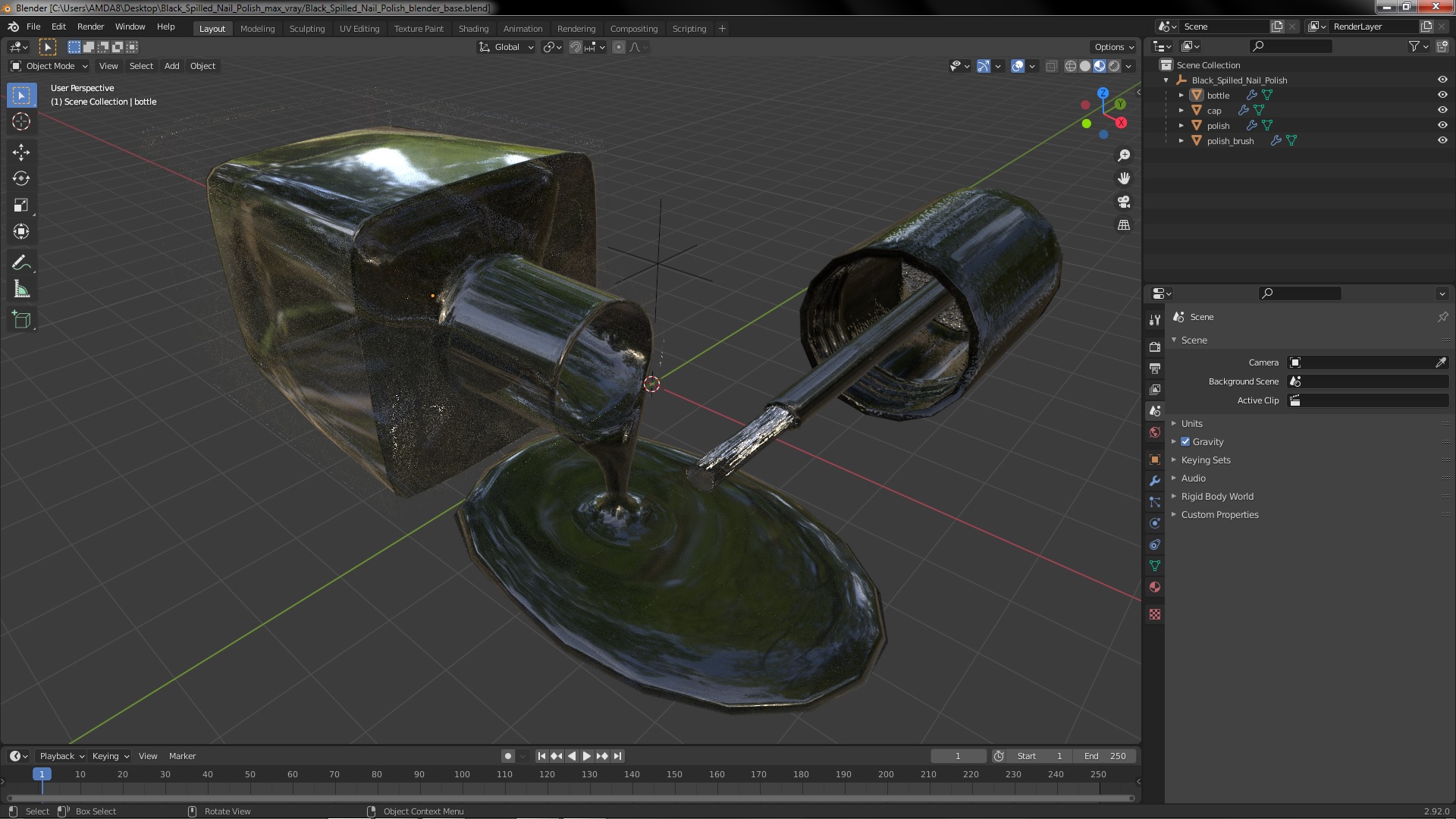 3D model Black Spilled Nail Polish