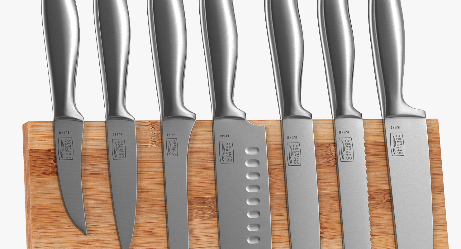3D model Stainless Steel Knife Set Magnetic Block