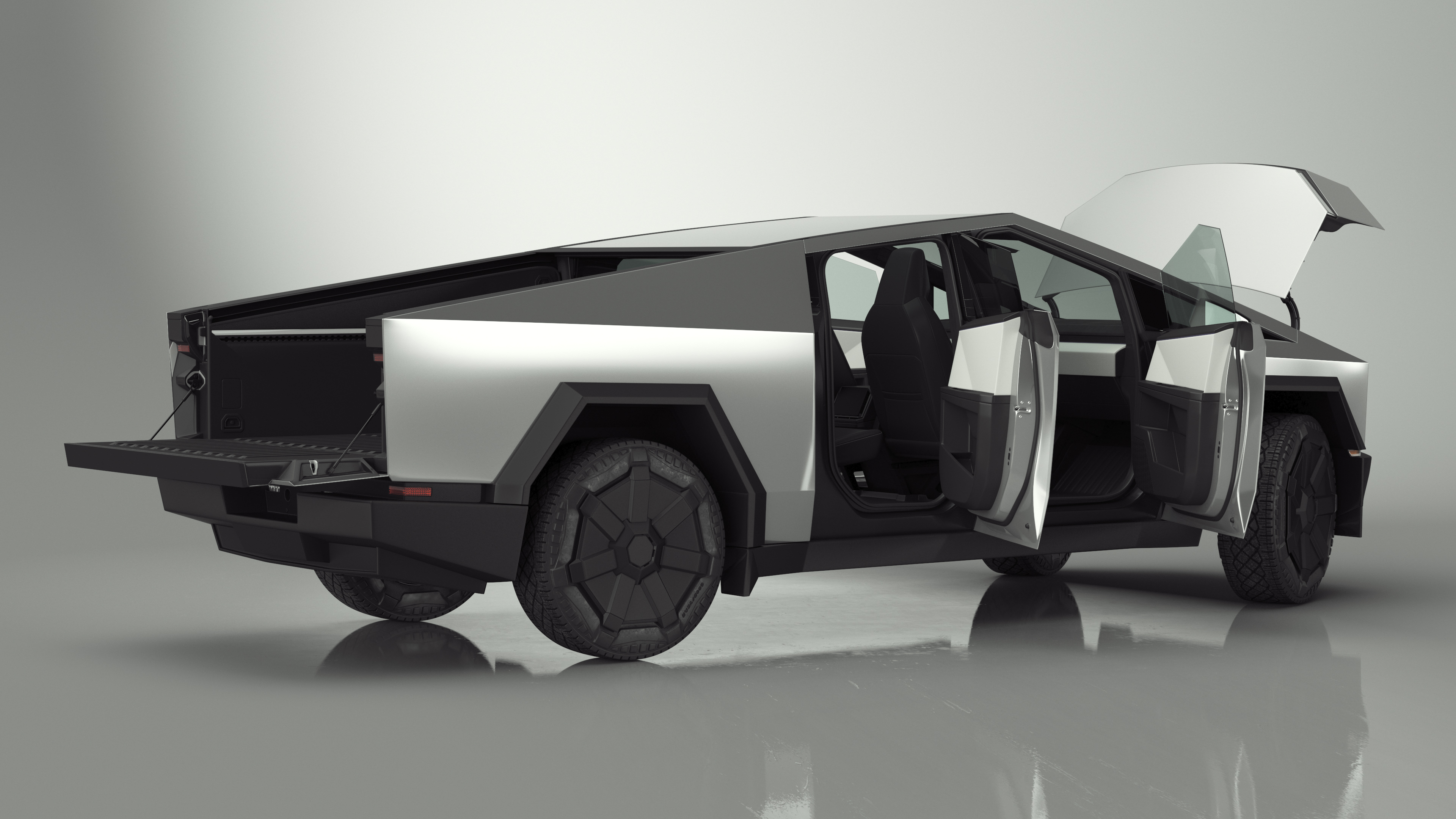 Tesla Cybertruck 2024 Silver Rigged for Maya 3D model