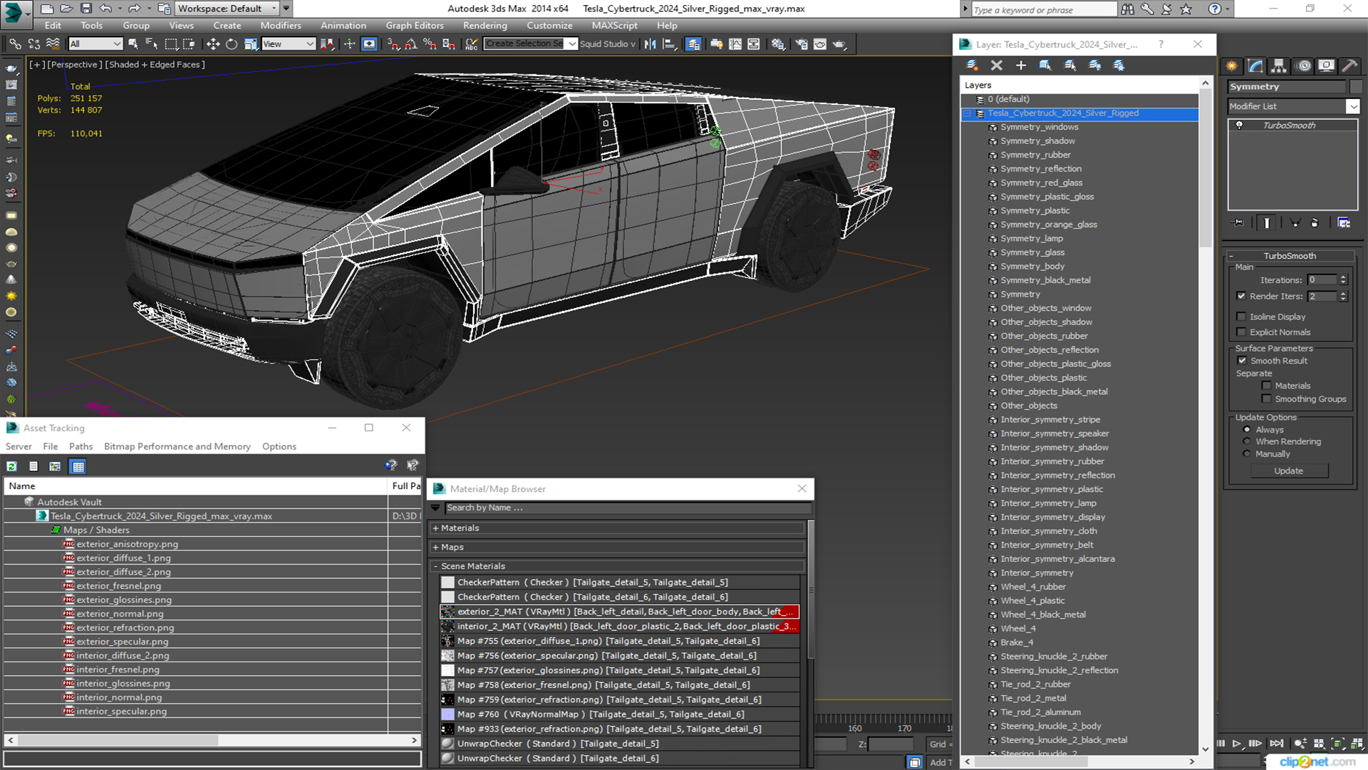 Tesla Cybertruck 2024 Silver Rigged for Maya 3D model