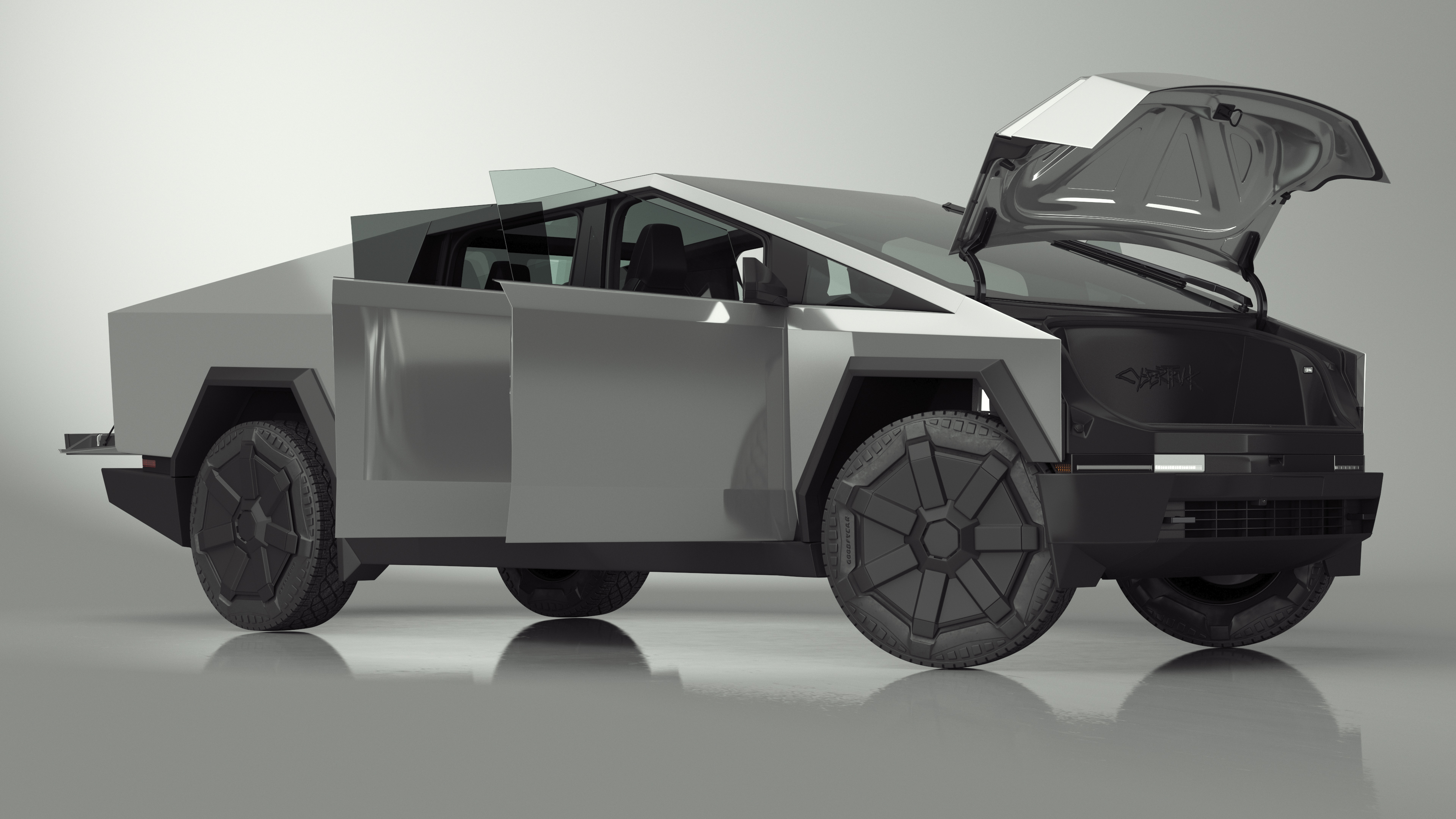 Tesla Cybertruck 2024 Silver Rigged for Maya 3D model