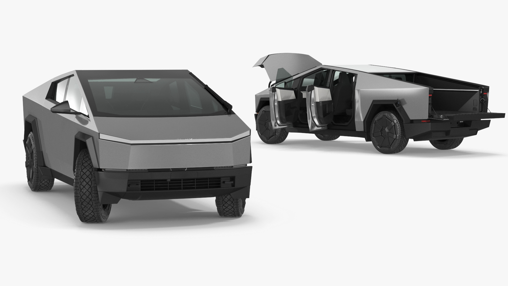 Tesla Cybertruck 2024 Silver Rigged for Maya 3D model