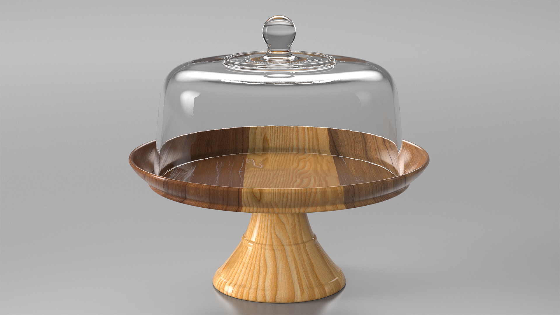 Cake Stand Wooden with Dome 3D