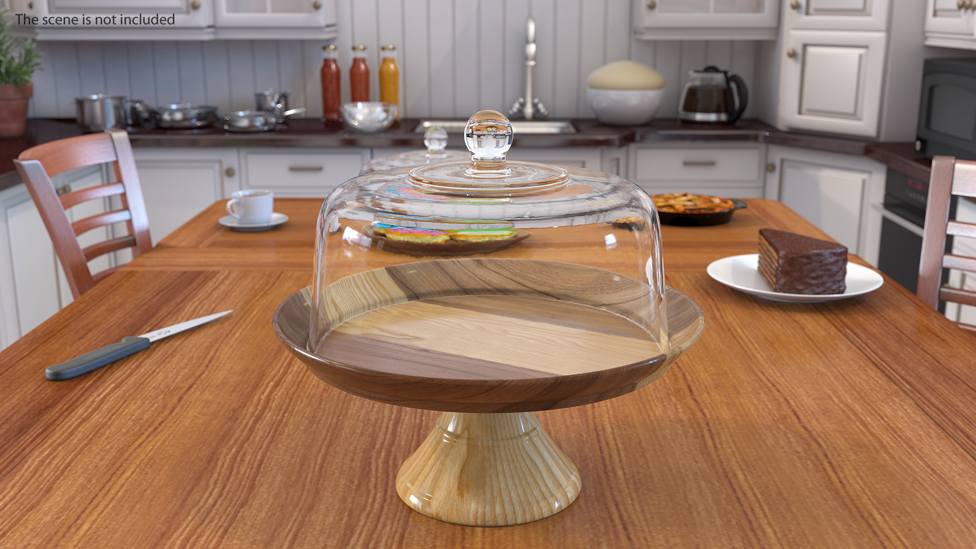 Cake Stand Wooden with Dome 3D